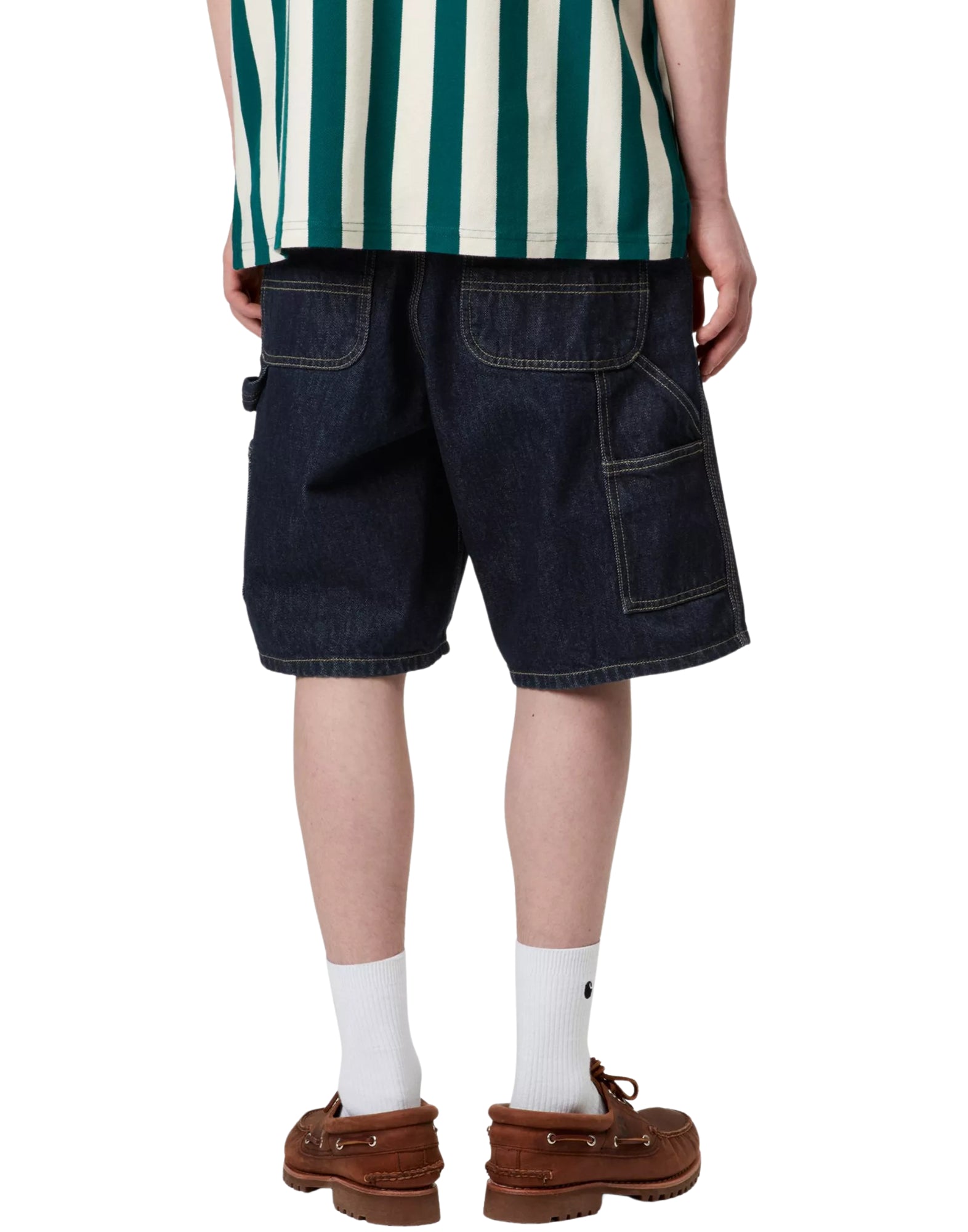 Carhartt WIP Single Knee Short – Blue Rinsed Cotton Denim Shorts I032026 01.02