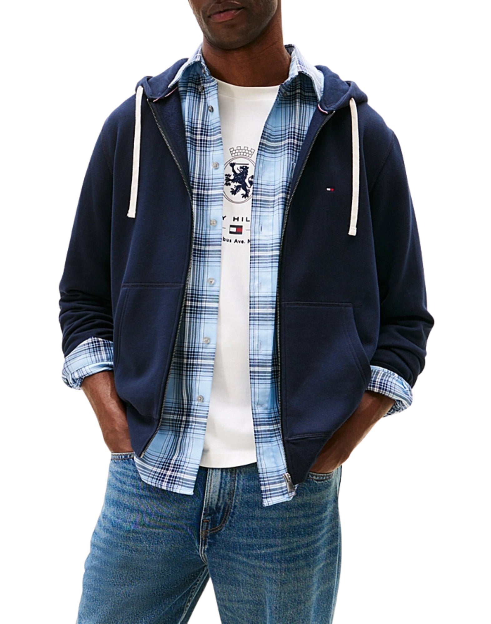 37234 DW5 BLAUER FLEECE-HOODIE - Felpe - TOMMY HILFIGER