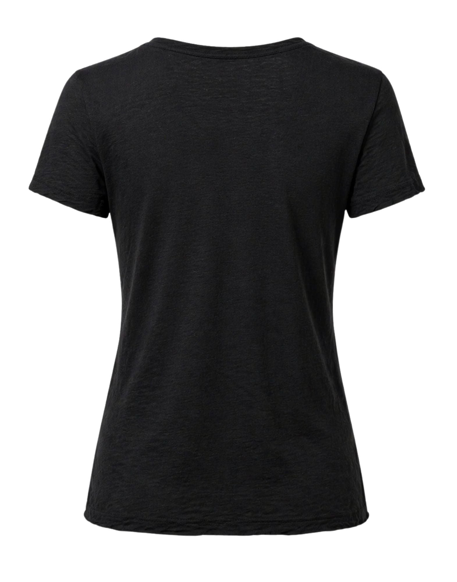 ames Perse Women's Sheer Slub Casual V Neck T-Shirt Black 100% Cotton Slim Fit WUA3695 BLK T-SHIRT