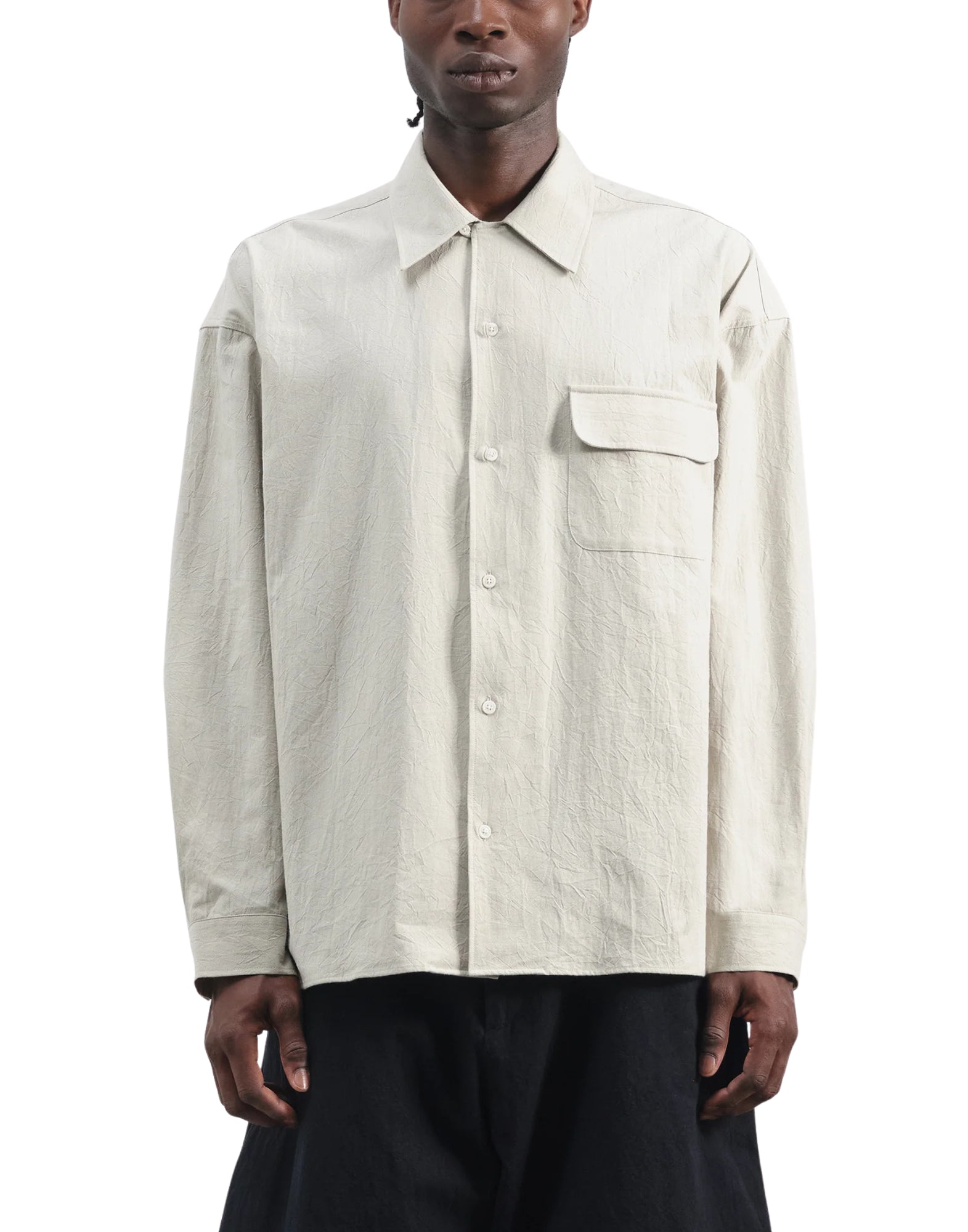 YMC Wray Shirt Stone Men’s | 100% Cotton Long Sleeve P2AAP 10 STONE