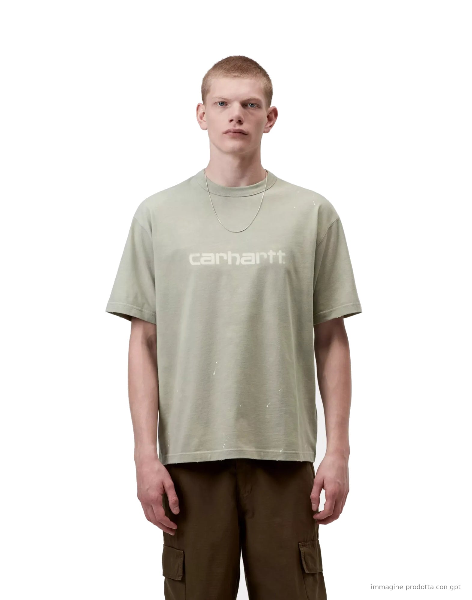 Painter T-Shirt Organic Cotton Shady Green destroy wash, splatter