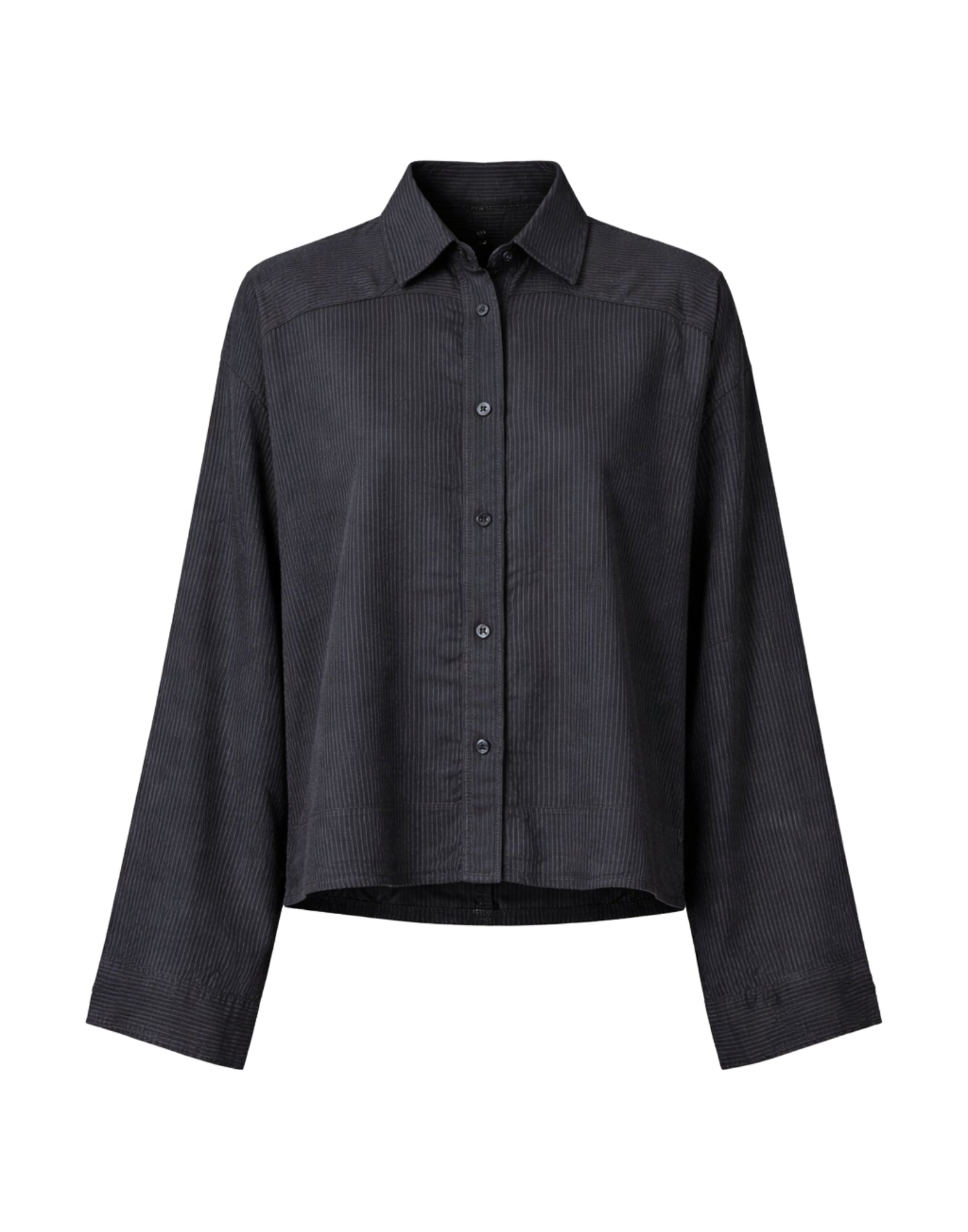 Transit Women’s Oversize Shirt in Cotton Linen Stripe Anthracite Made in Italy CFDTRBE140 ANTHRACITE