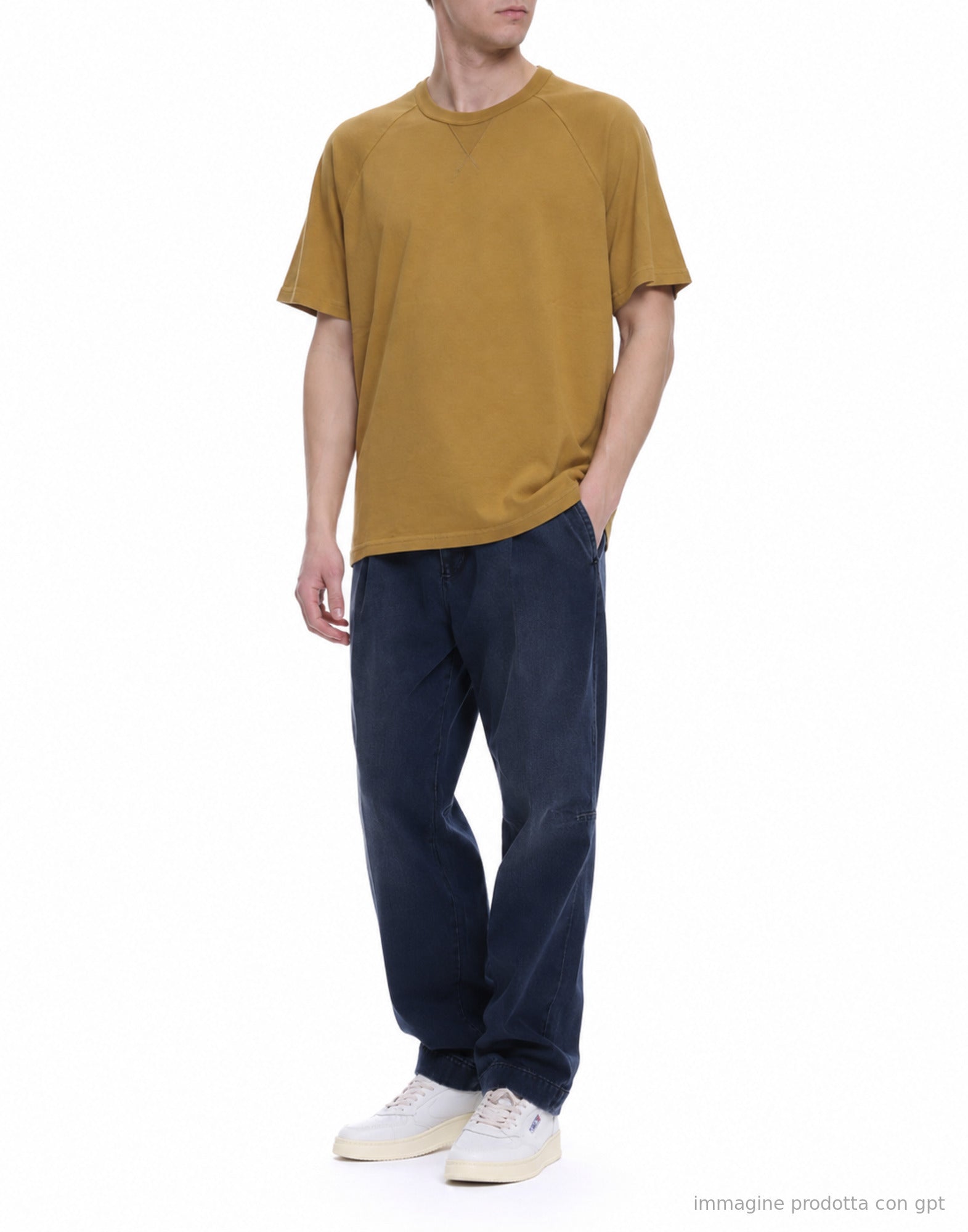East Harbour Surplus Portland Mustard Cotton T-Shirt for Men PORTLAND 99 MUSTRAD