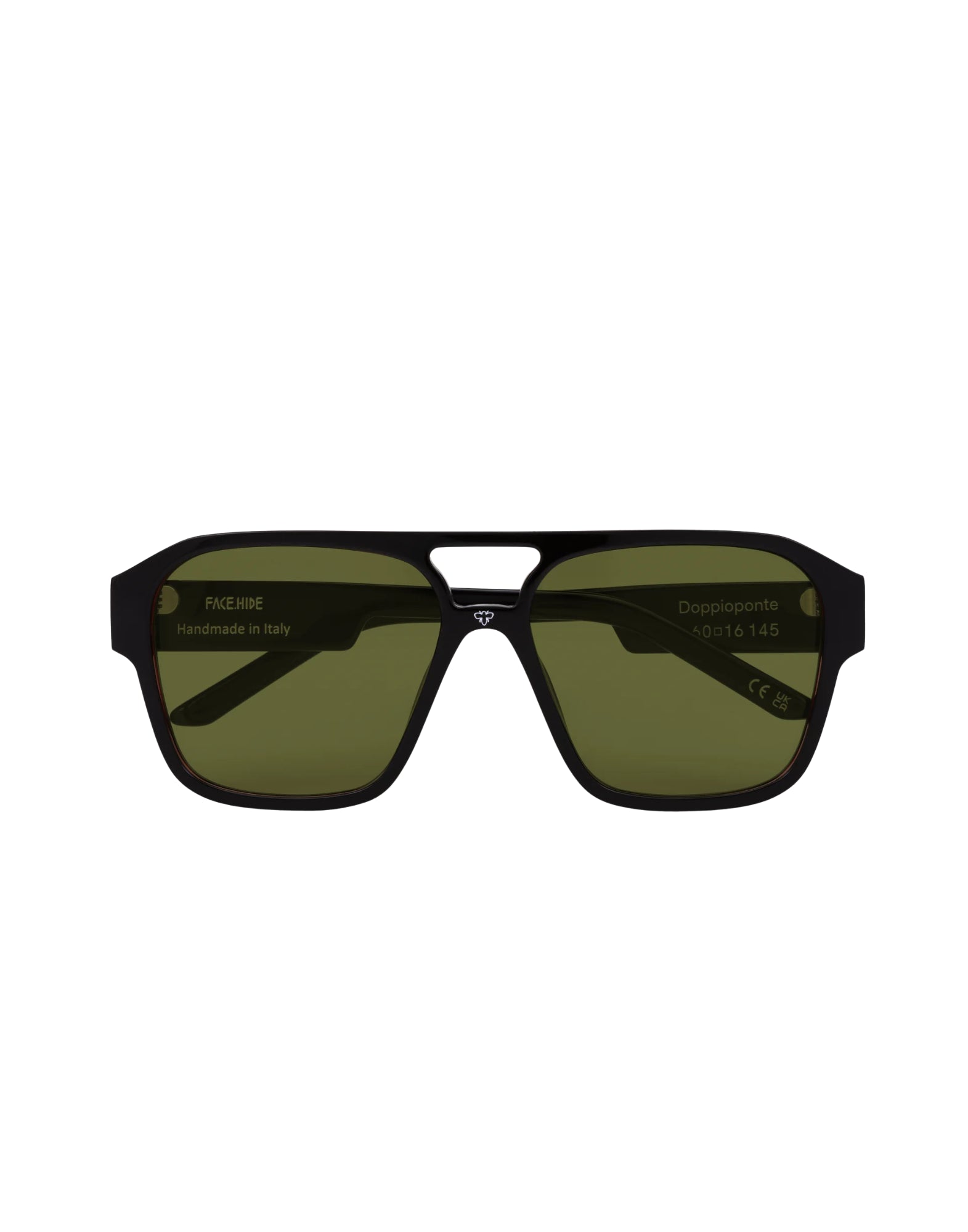 Occhiale da sole unisex doppio ponte nero verde nero.hide
