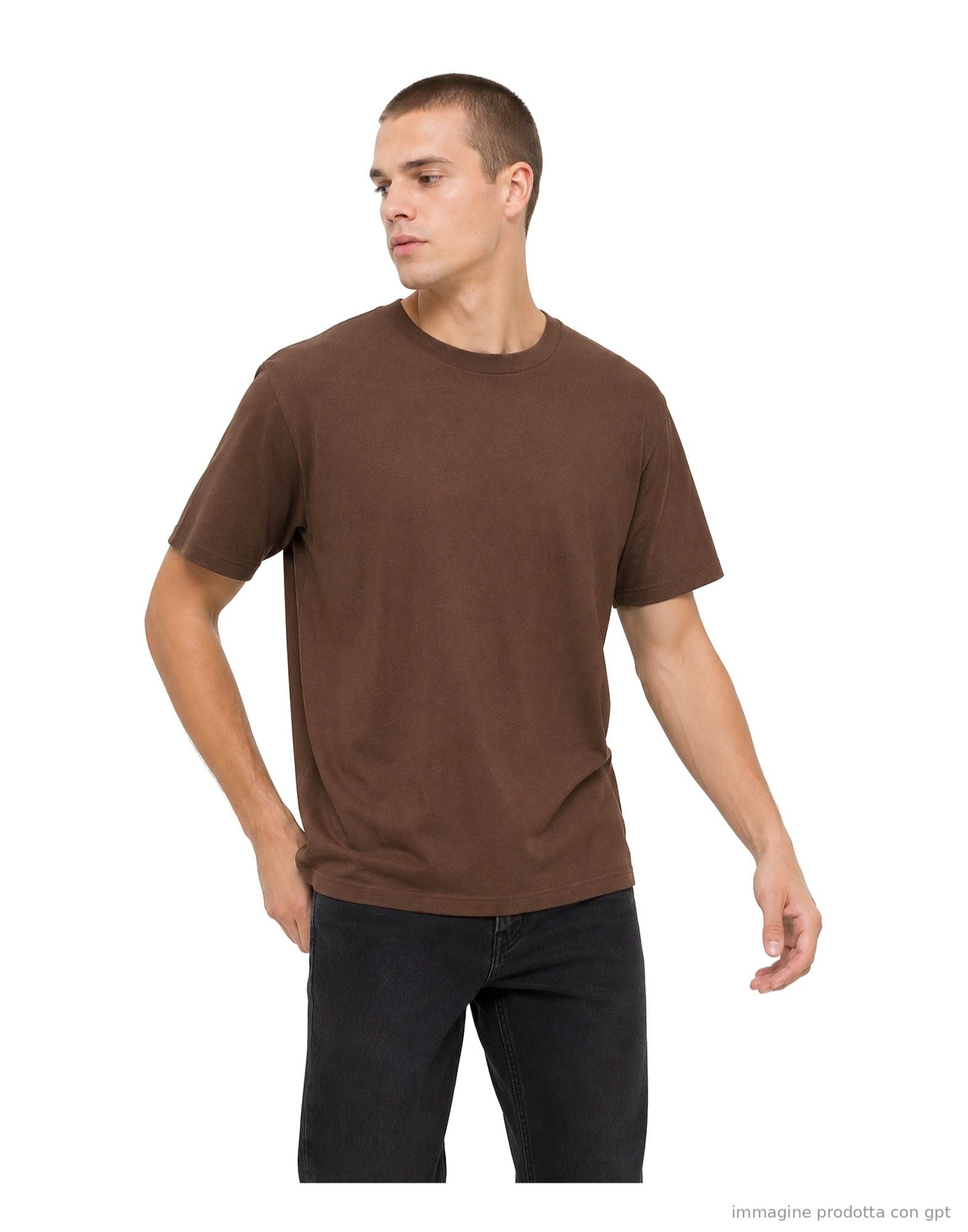 Fabrizio del Carlo Brown Cotton Crew Neck T-Shirt | Relaxed Fit FF3075 CC16-168 BROWN