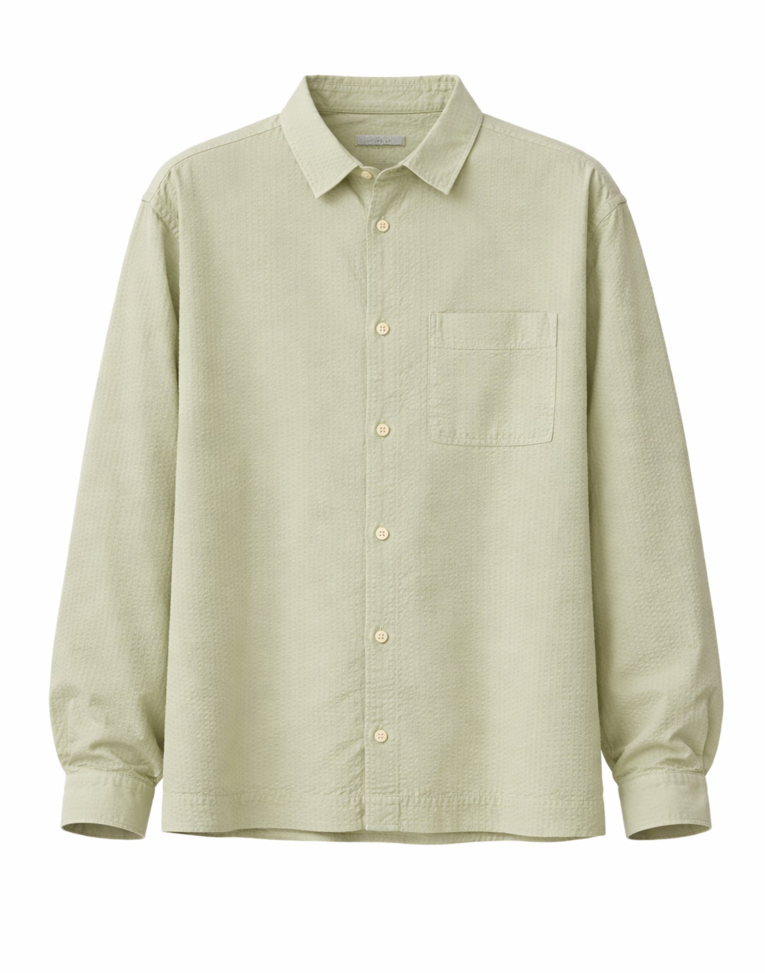 Tintoria Mattei Men’s Textured Cotton Shirt Light Green RKS THZ AT5
