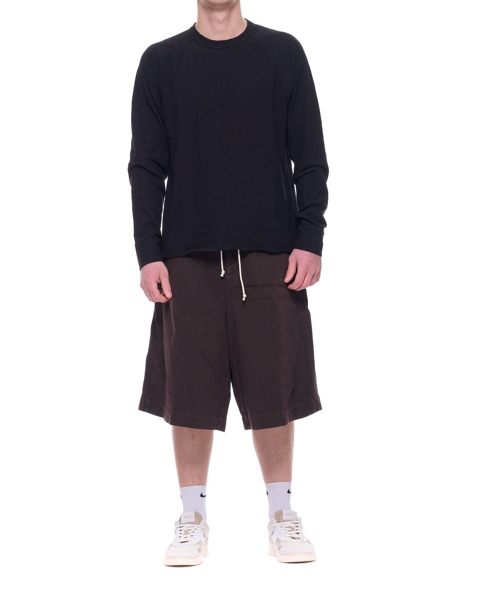 James Perse L/S Crew Pique Men’s Cotton Long Sleeve T-Shirt Black Regular Fit MJD3872 BLK BLACK