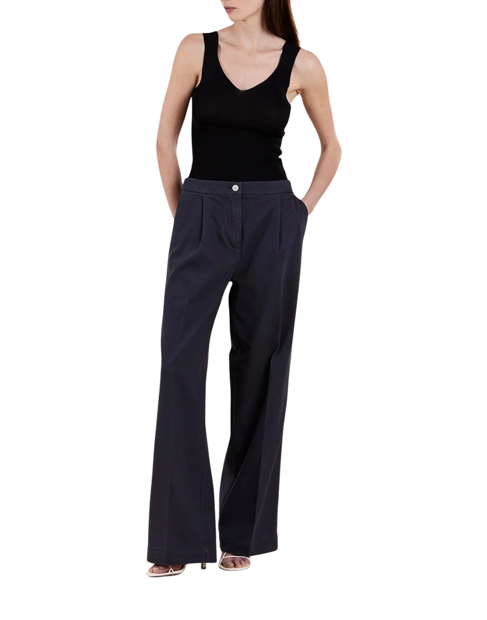 CRUNA Blue Cora Cotton Gabardine Pants Women Made in Italy CORA 2405 NOTTE