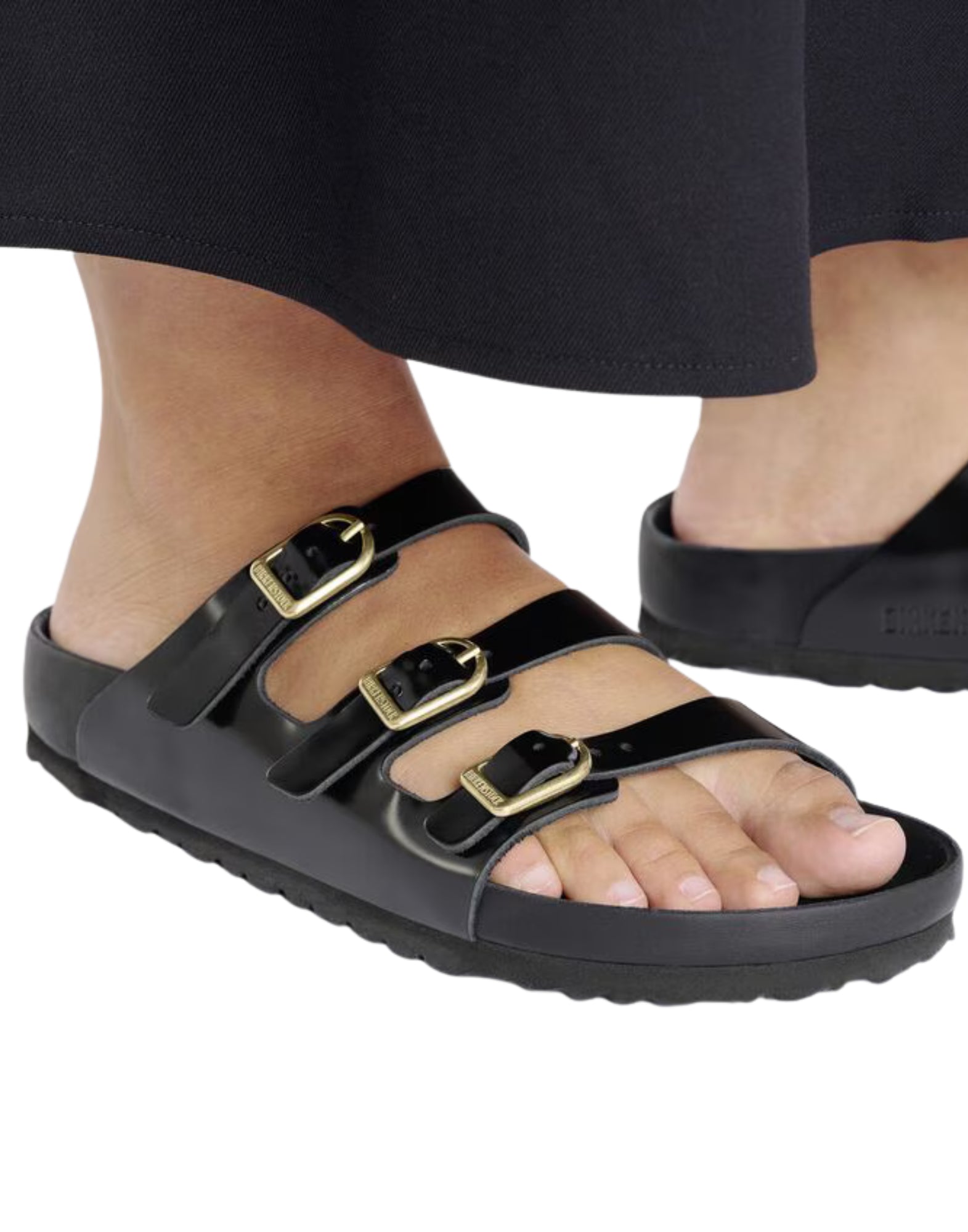 Sandal woman 1029385 FLORIDA DBUCLE SHINE BLACK BIRKENSTOCK