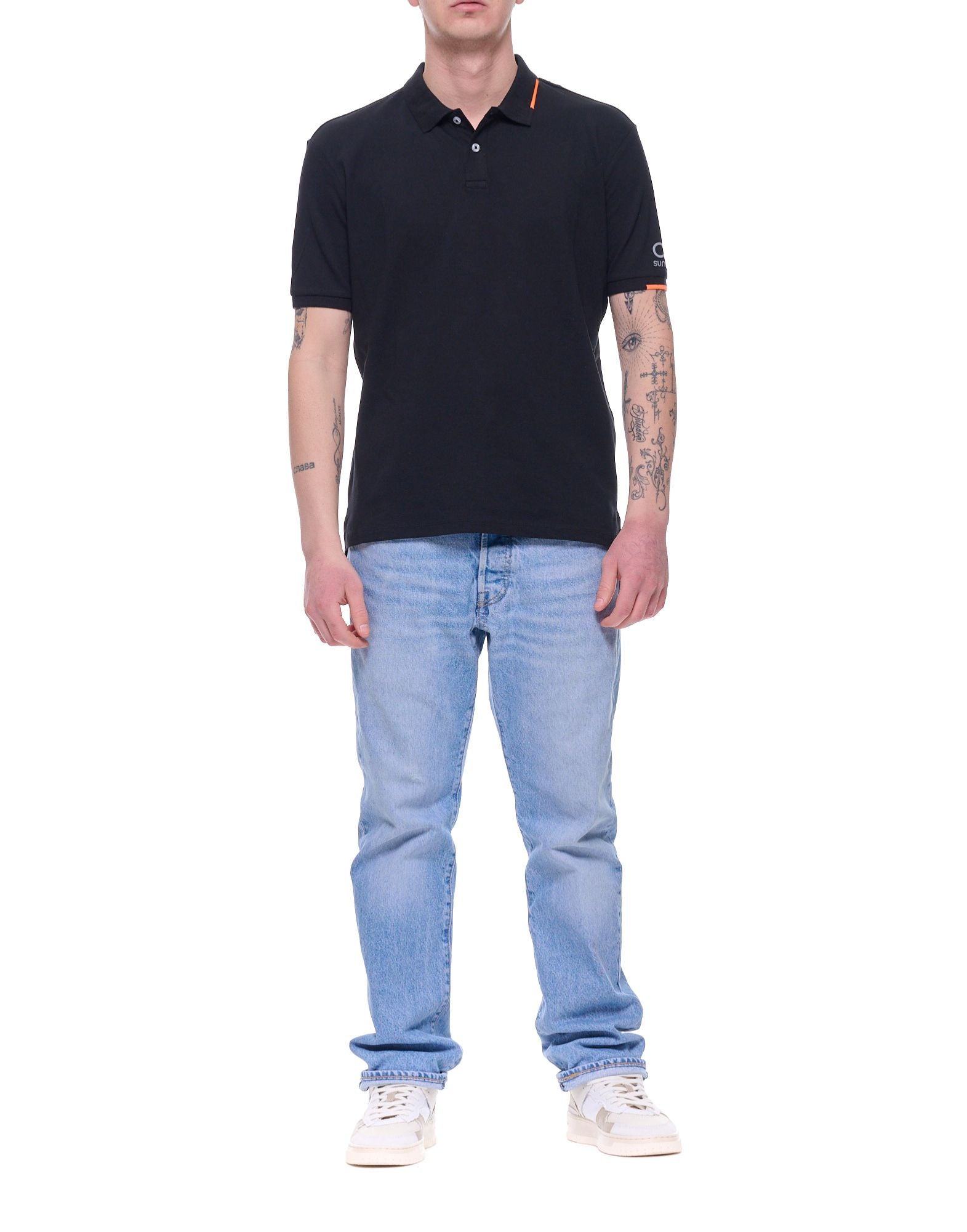 Suns Boards Federico Tag Men’s Stretch Piqué Polo Black Regular Fit PLS61008U V13 BLACK