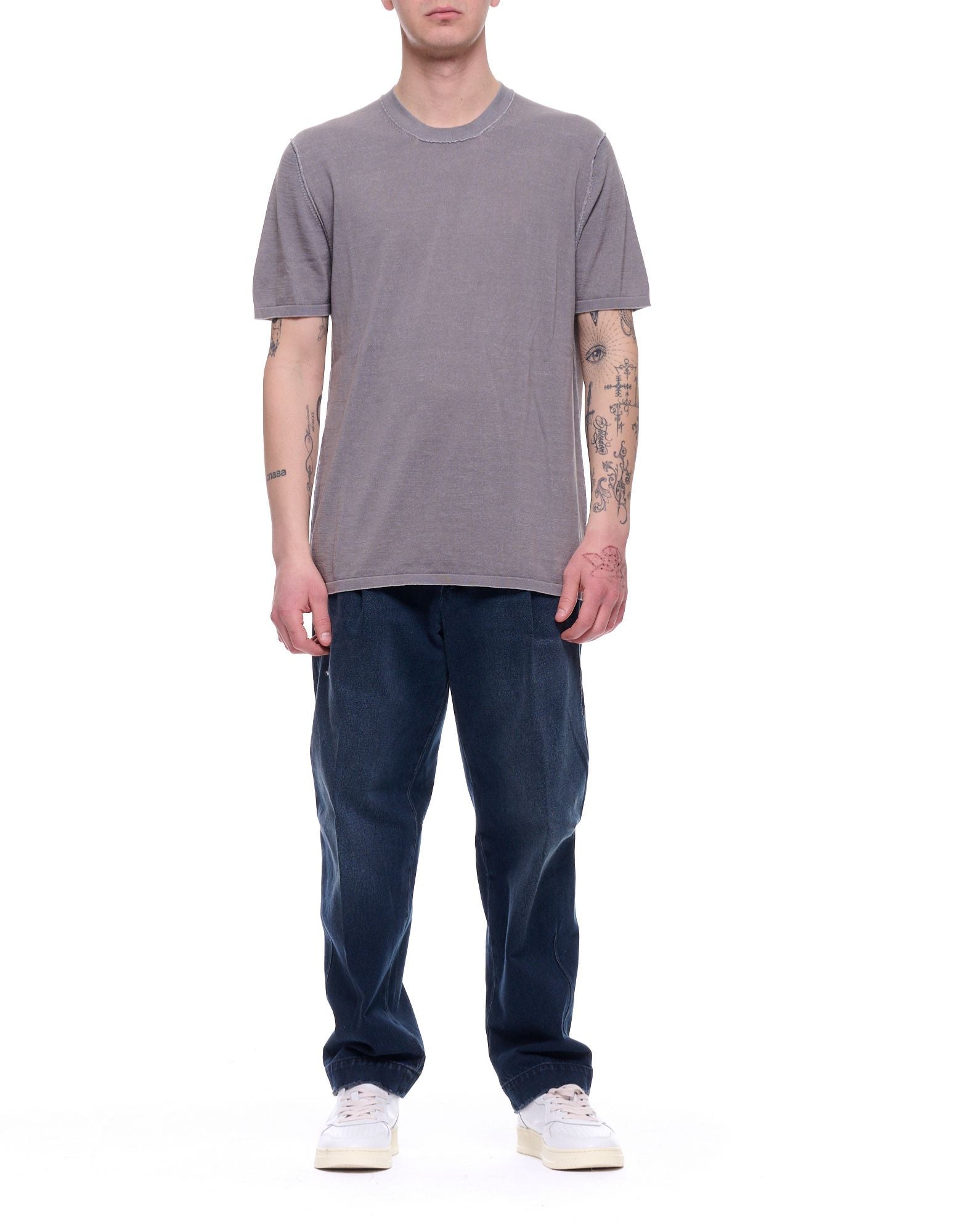 Fabrizio del Carlo Men’s Round Neck Cotton T-Shirt Grey Made in Italy FF3016 CC04-43 GREY