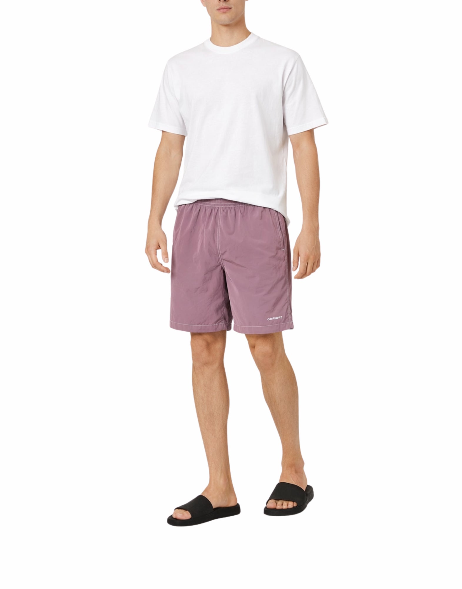 Carhartt WIP Canby Swim Trunks – Water-Repellent Nylon Swim Shorts Gentle Purple/White Man I034570 3N7XX