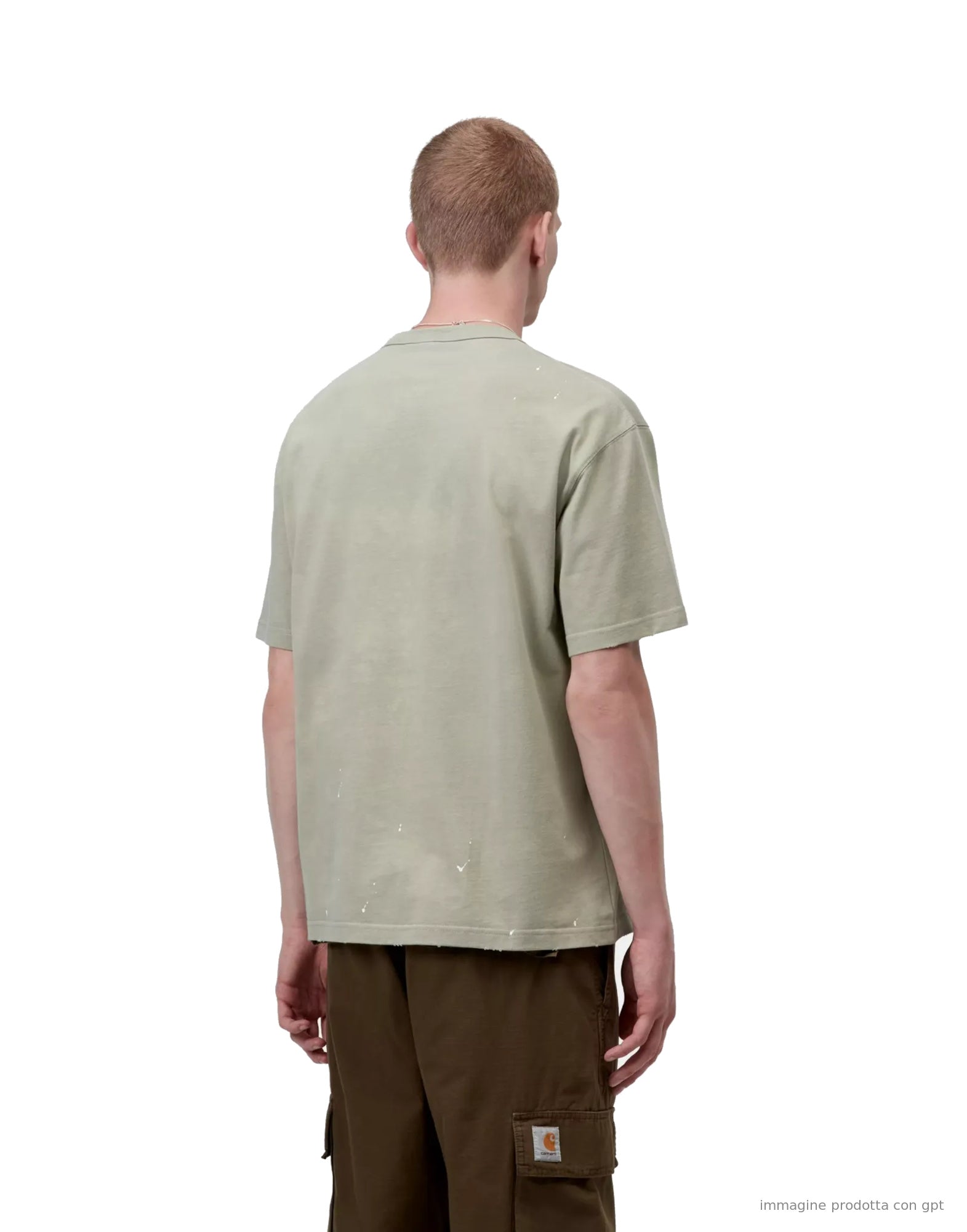 Painter T-Shirt Organic Cotton Shady Green destroy wash, splatter