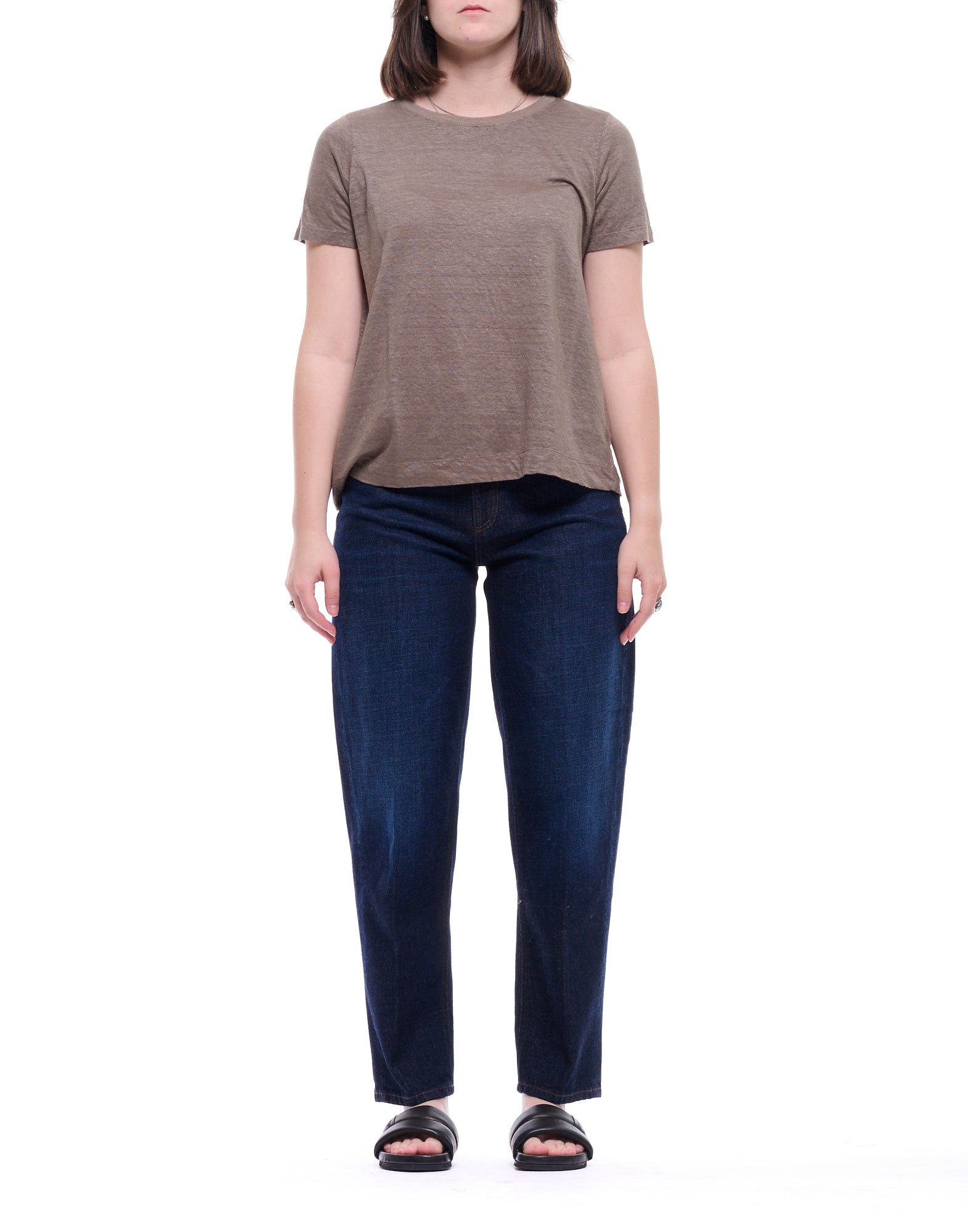 Transit Mezcla de lino color topo para mujer Basic Camiseta CFDTRCK206 16 TAUPE