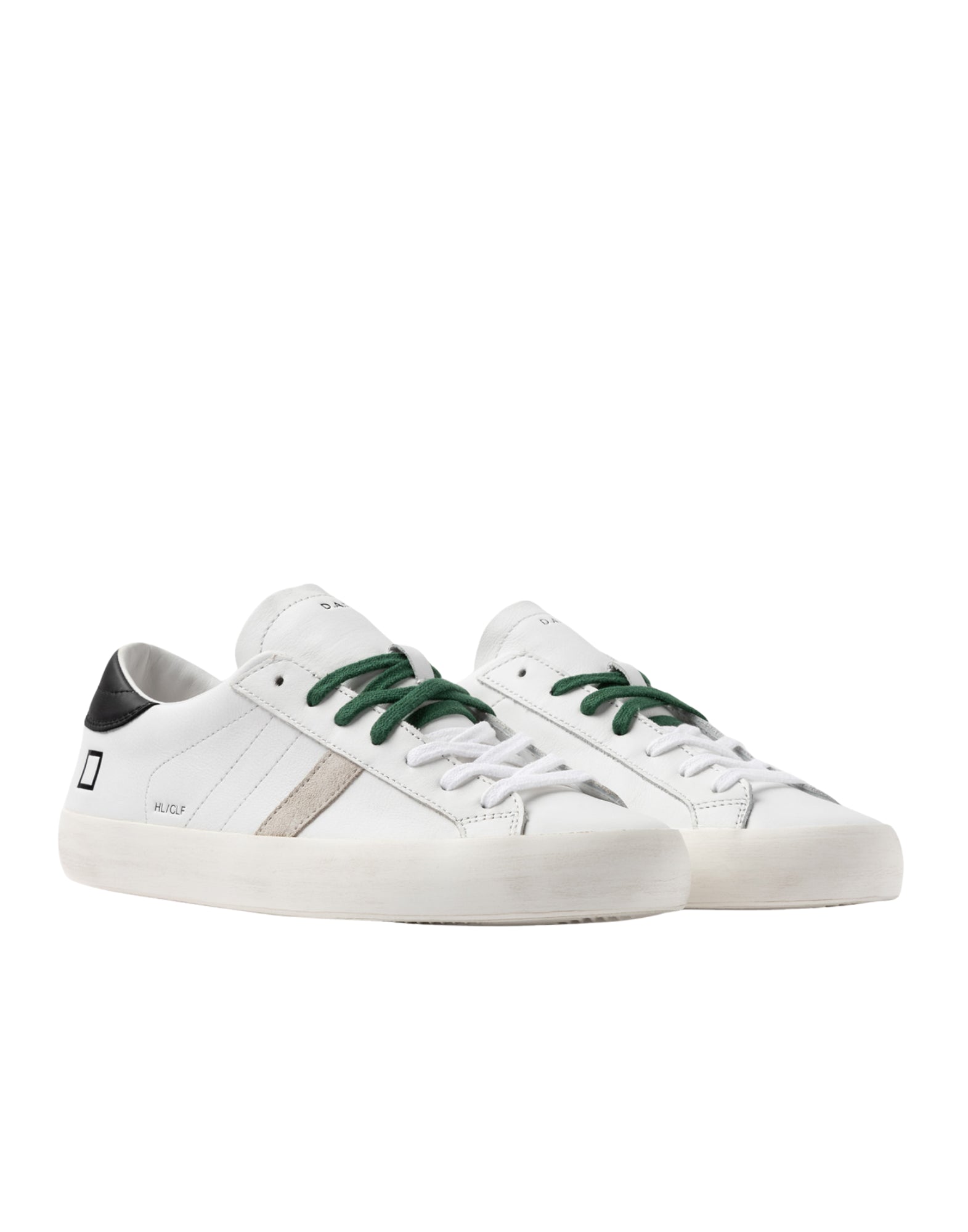 D.A.T.E. Hill Low Calf Men’s White Black Leather Sneakers M441-HL-CA-WB