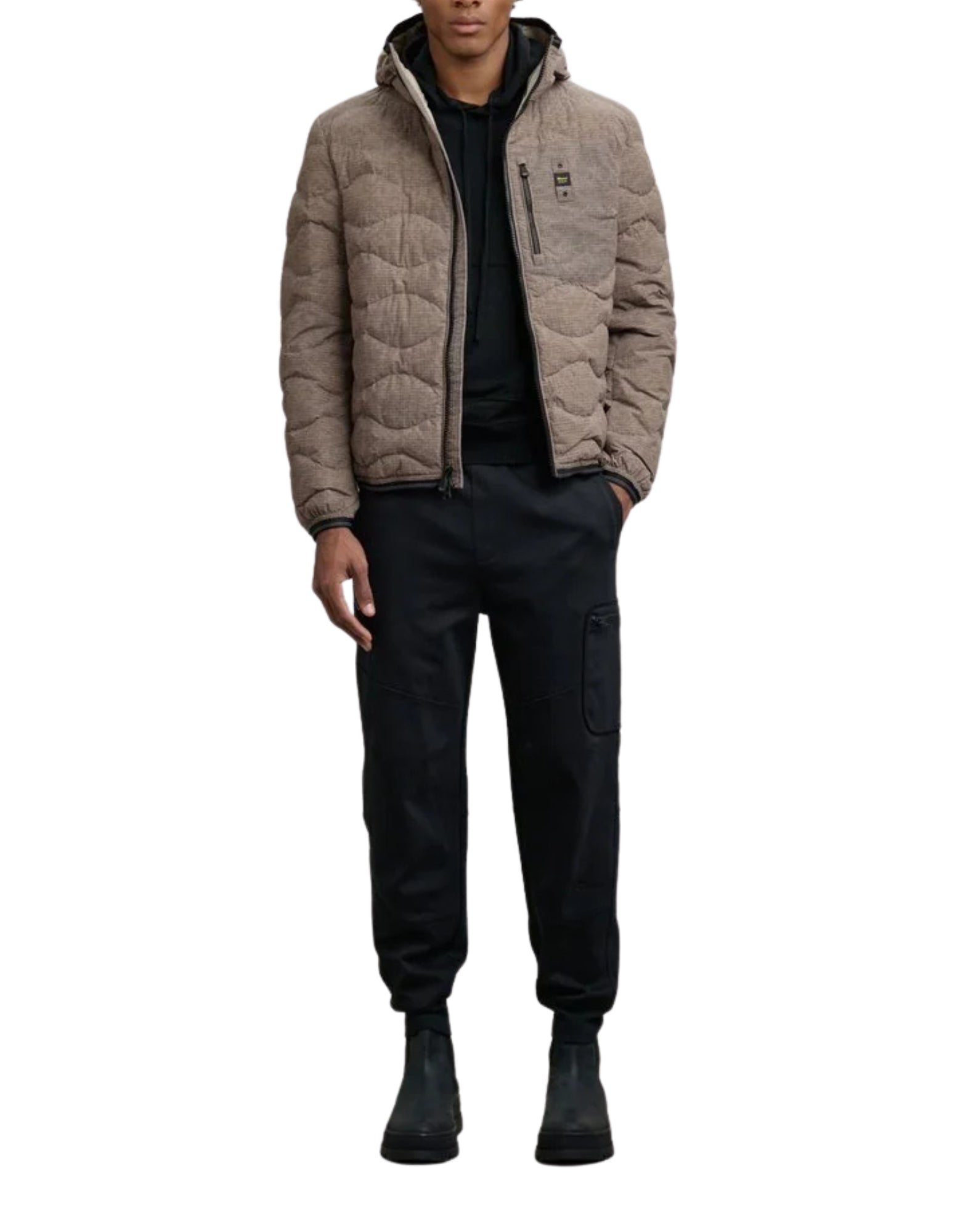 Blauer USA Wave-quiltad pufferjacka herrhuva 3074-7314 341 WAVE LONTRA DOWN COAT