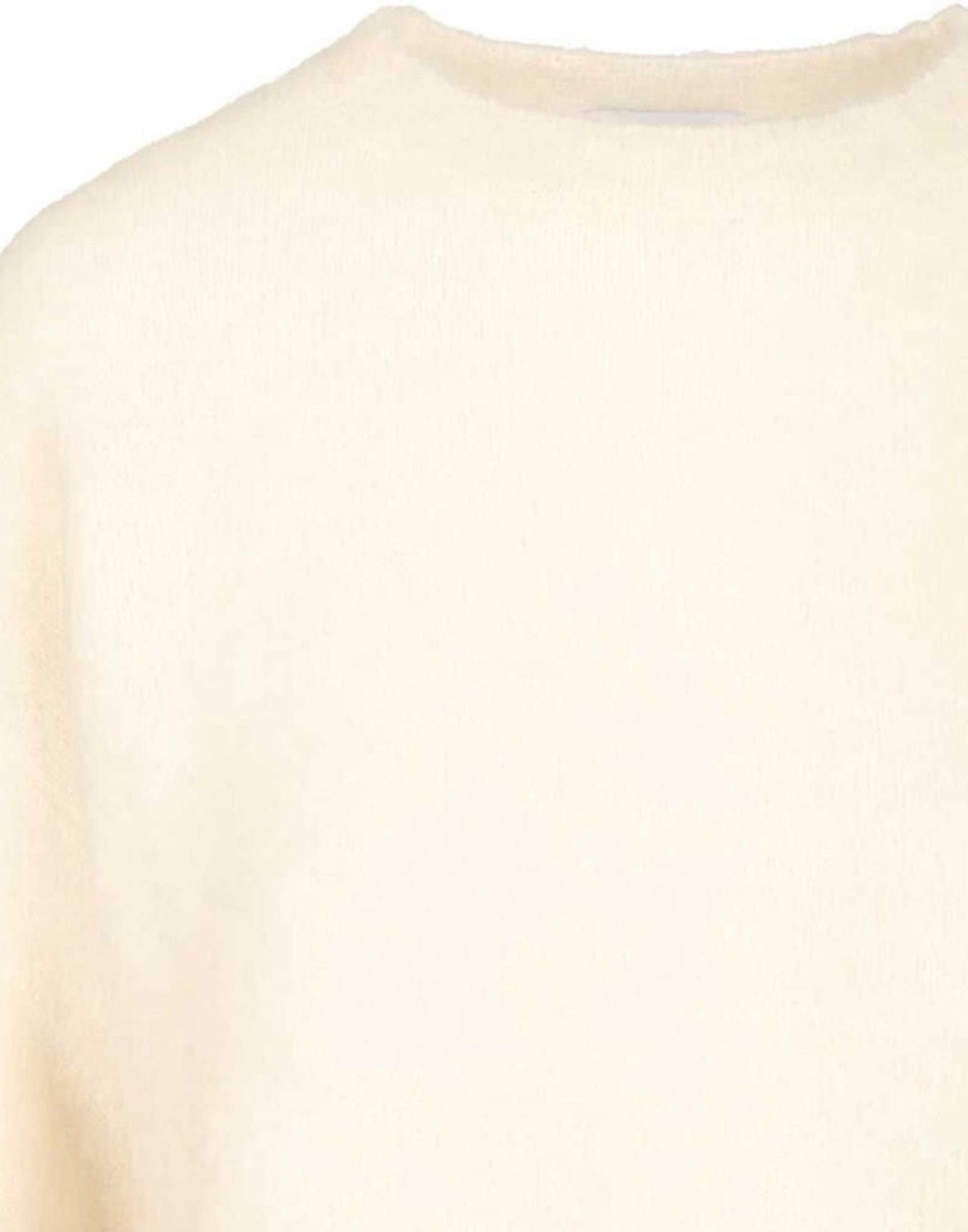 كنزة نسائية أمِيش قصيرة بياقة دائرية من مزيج الصوف – أبيض – صناعة إيطالية C0069 WHITE CREW NECK