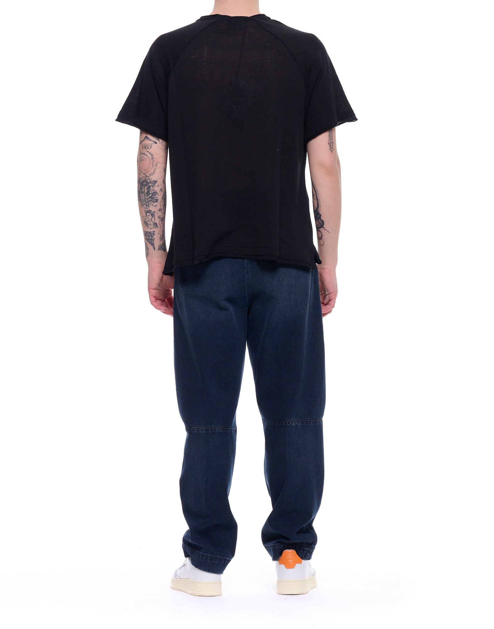 Camiseta de algodón negra para hombre Tela Cruda TNMC0006 9015 BLACK