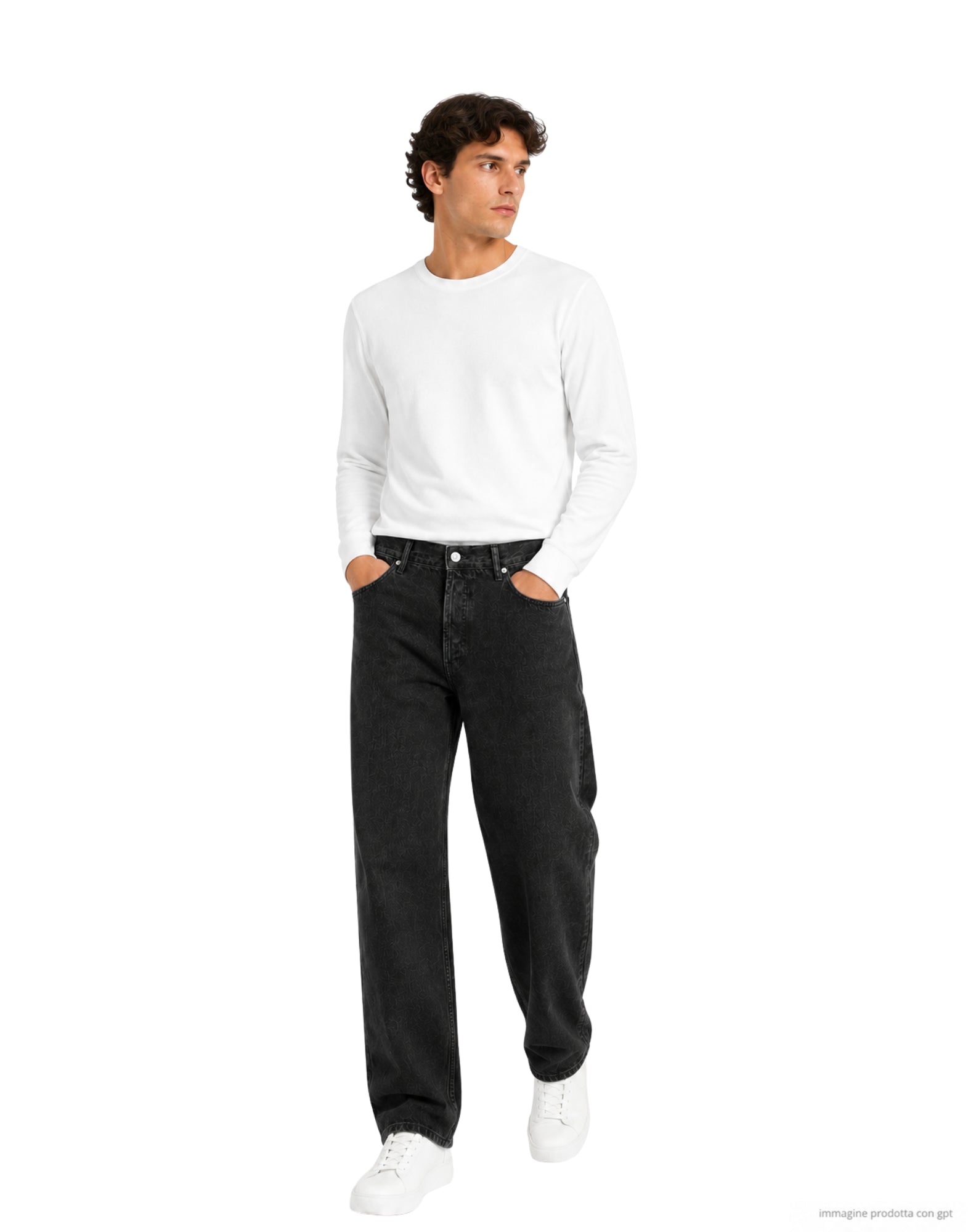 Pantaloni larghi Albert a 5 tasche, neri