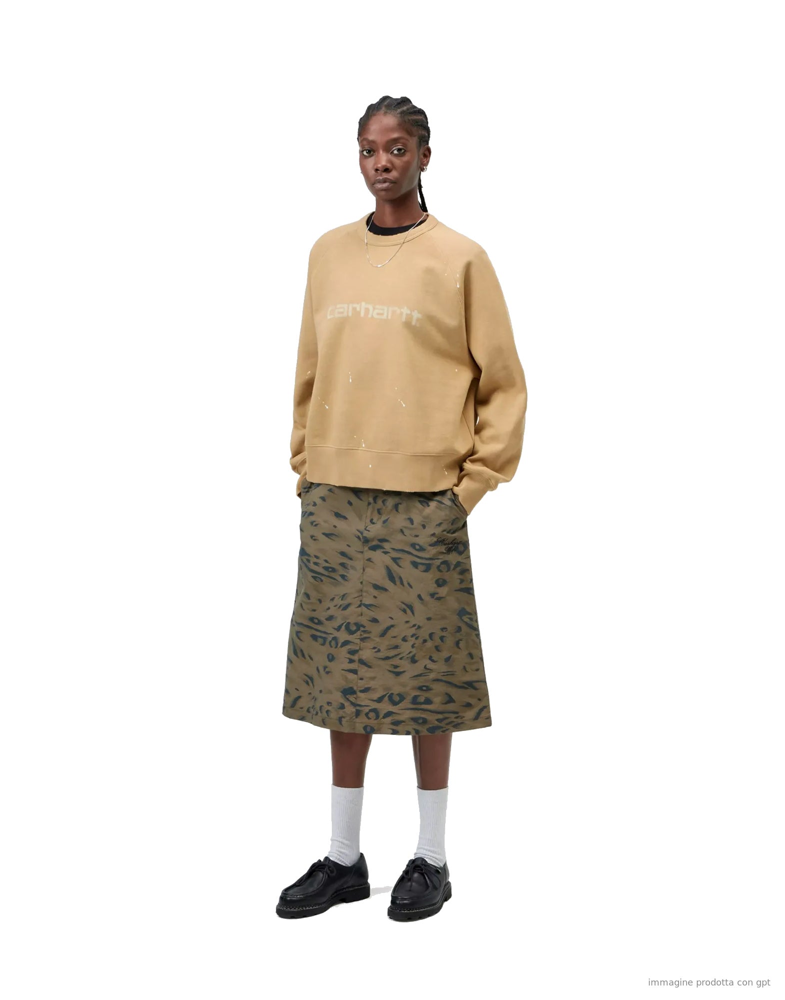 W' Painter Sweat Cotton Sweat Dusty H Brown destroy wash, splatter