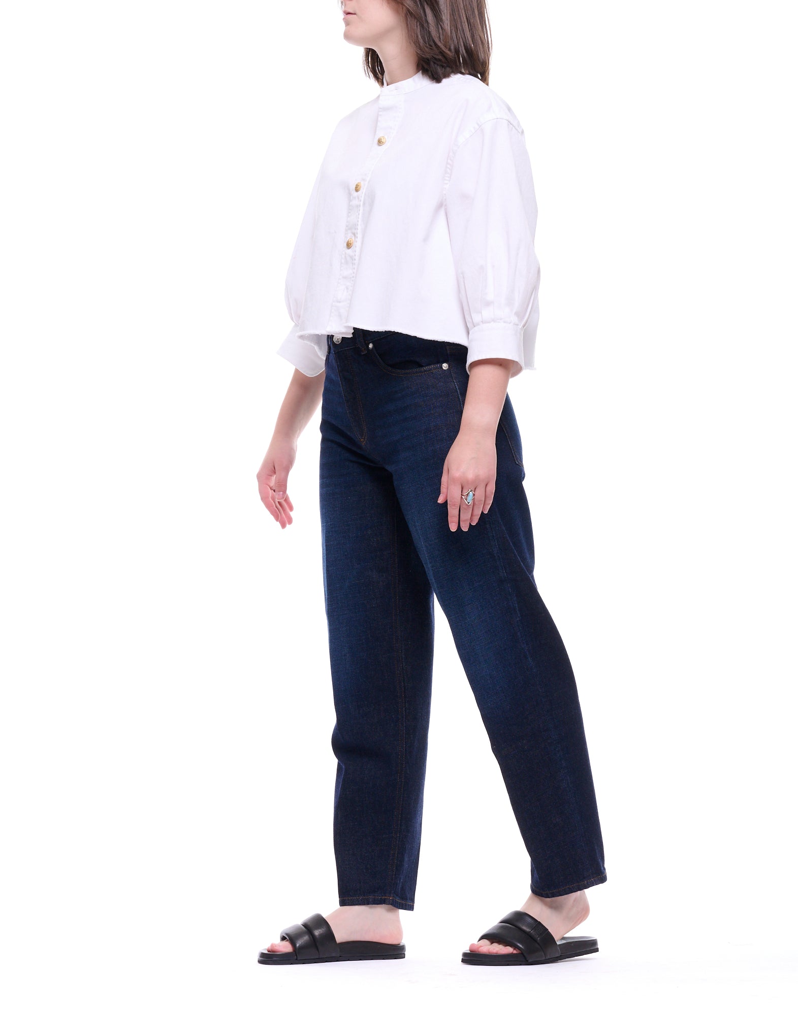 Cellar Door Loren Cropped Shirt White Cotton Women Short Sleeve 251653 F126 01 WHITE