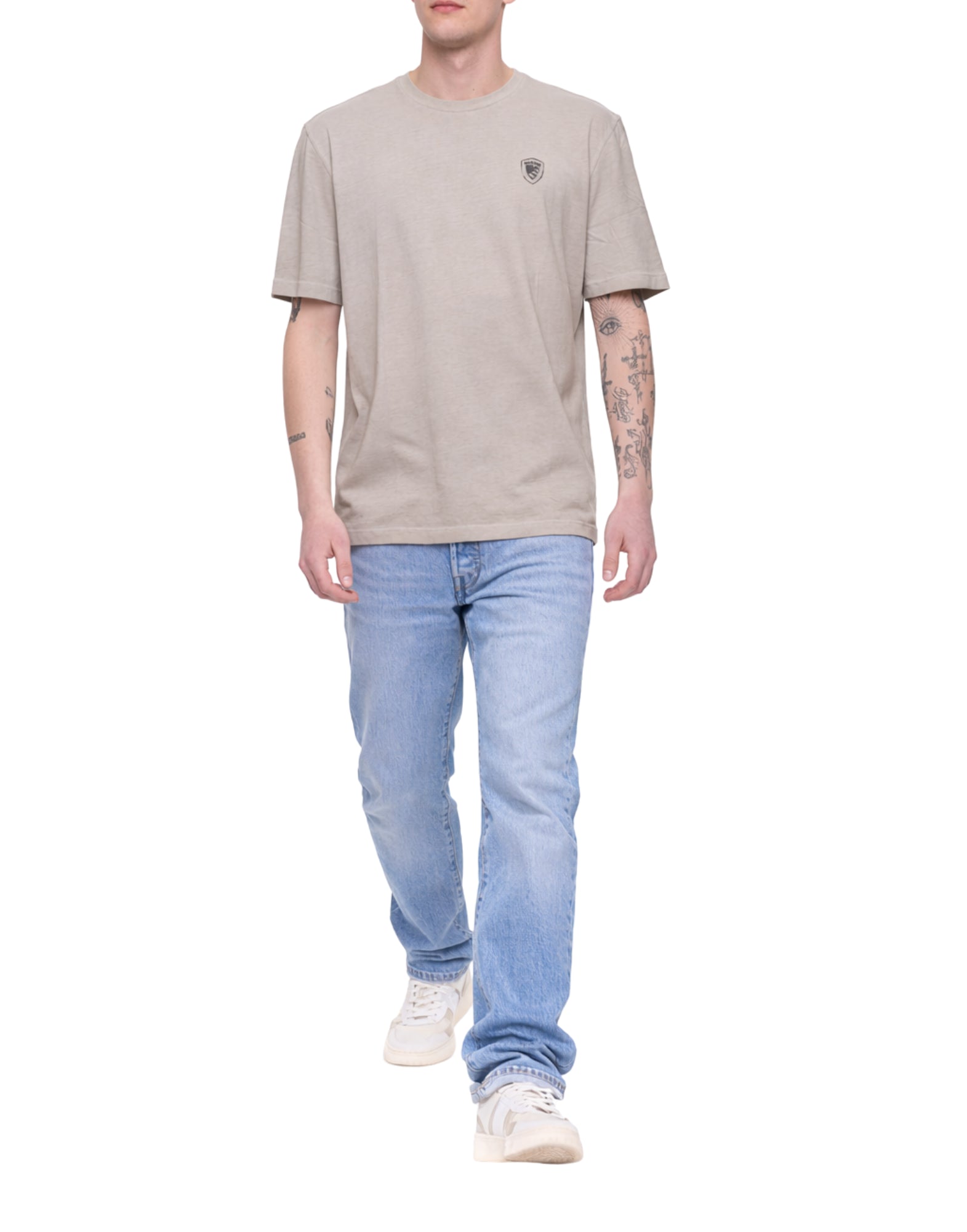 Blauer Greenough Shield Logo T-Shirt Grey Cotton Jersey Regular Fit Men’s 26SBLUH02347-007495 995 GREENOUGH