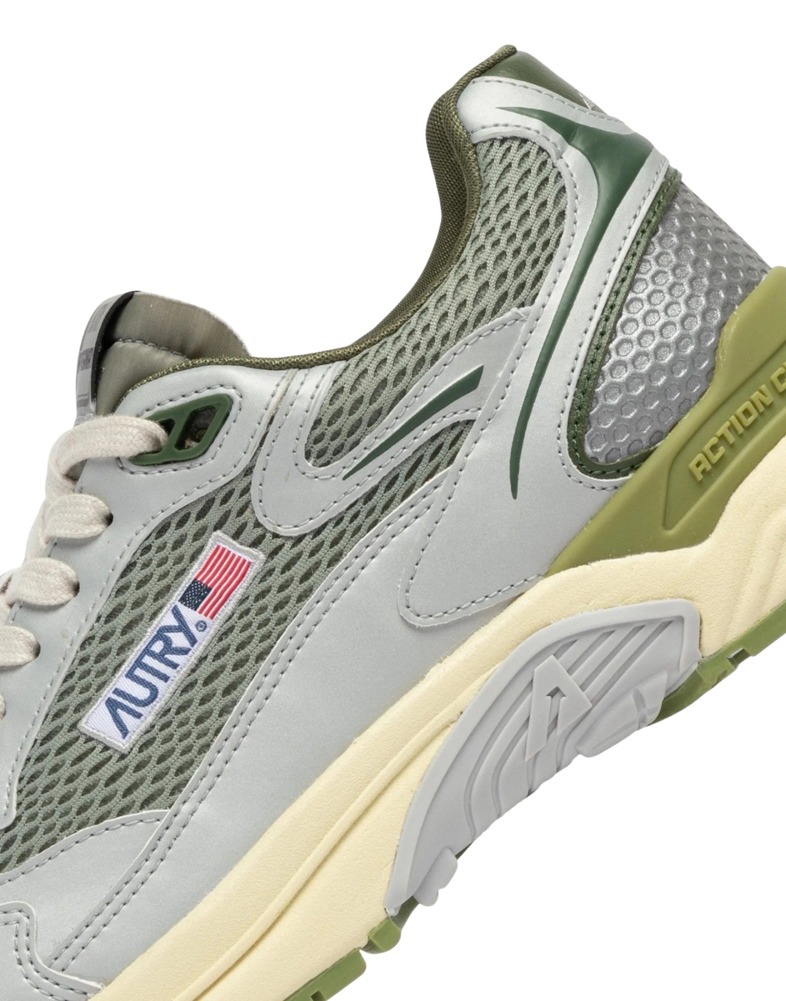 Autry Hyperway Men’s Sneakers in Synthetic Leather and Mesh Silver Sea Grass Cypress HYLM MV08 SILV/CYPR HYPERWAY