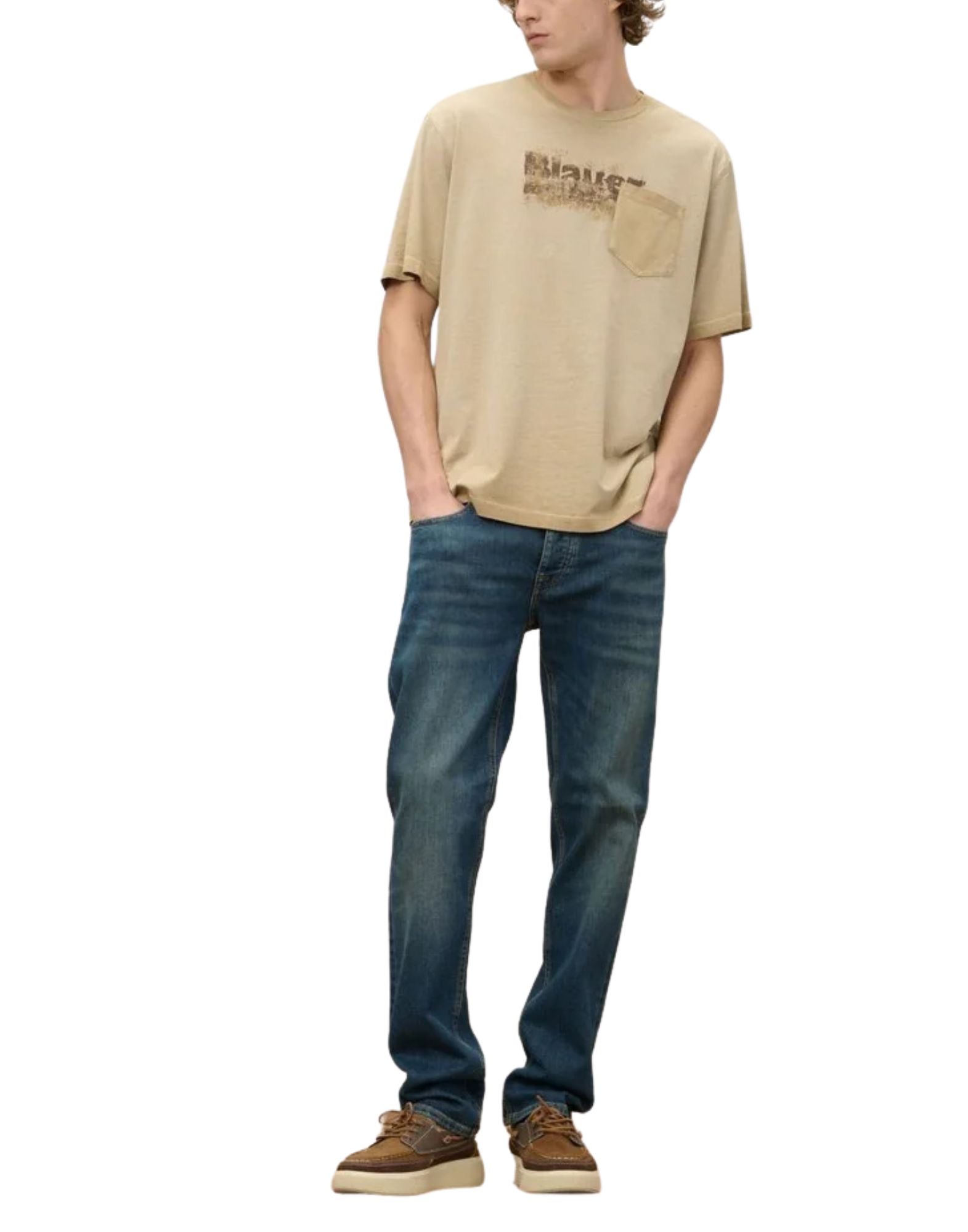 Blauer Boston Denim Five-Pocket Jeans in Dark Washing Comfort Cotton for Men 25SBLUP03350-007496 D204 BLUE