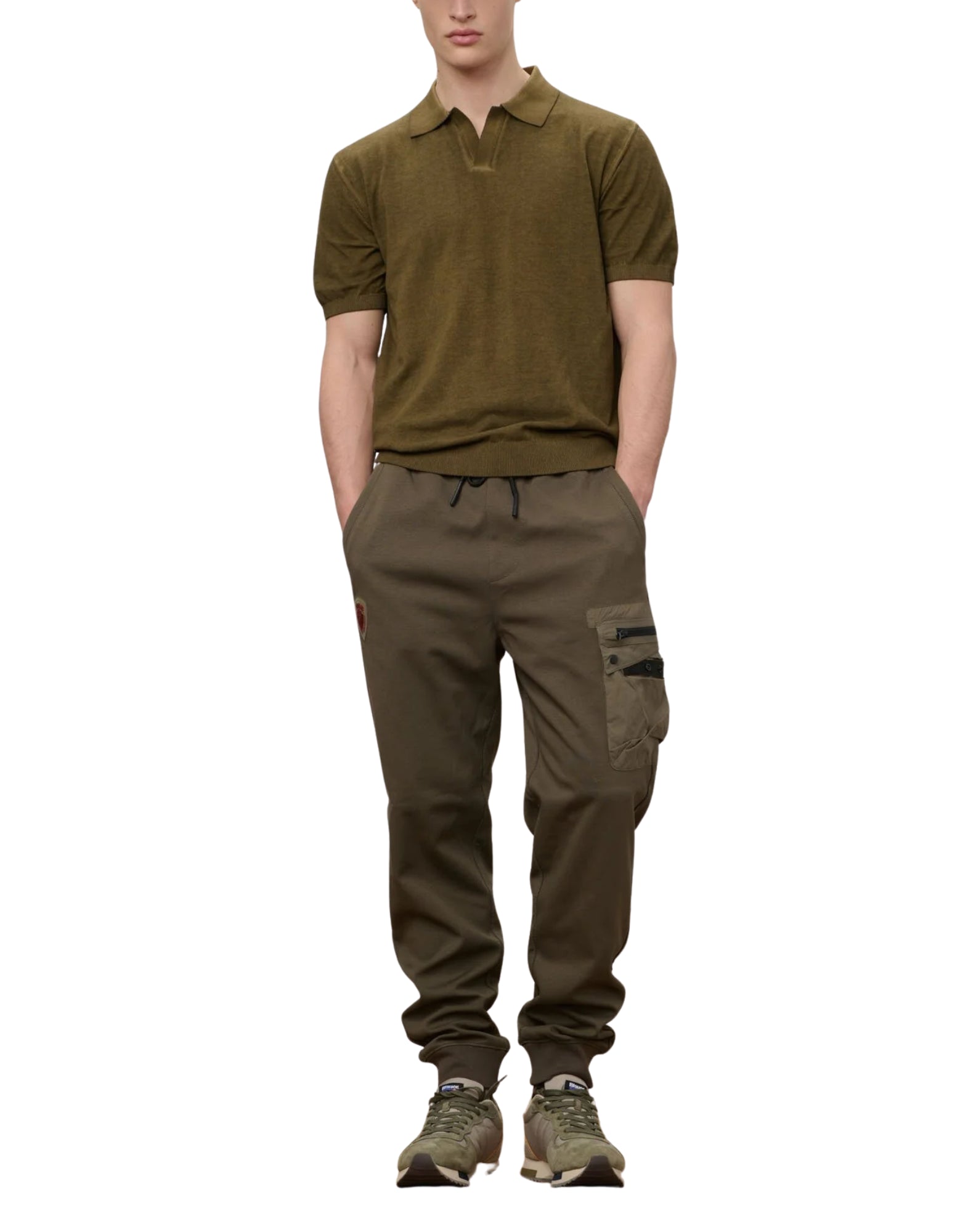 Blauer Esmond Shaded Polo Shirt Green with Open Neckline Men’s 26SBLUM06481-007167 60H