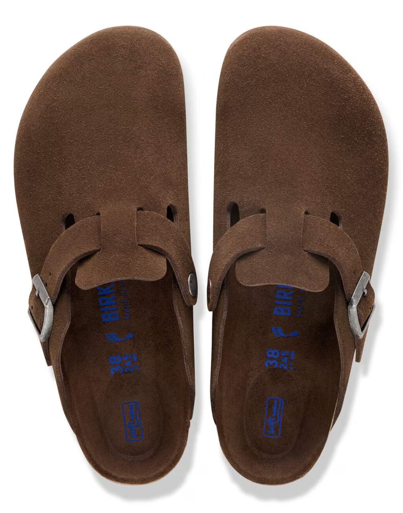 BIRKENSTOCK Zueco Boston de piel de ante con plantilla suave en tono carafe FB 1031637 BS CARAFE
