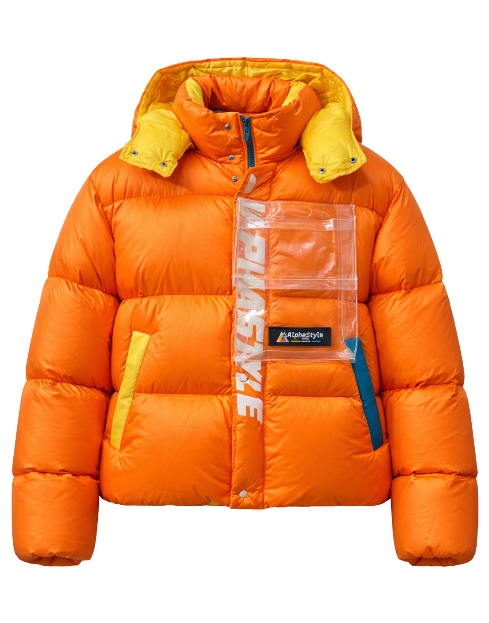 Doudoune orange avec capuche pour homme Alpha Style 3051 ARANCIONE