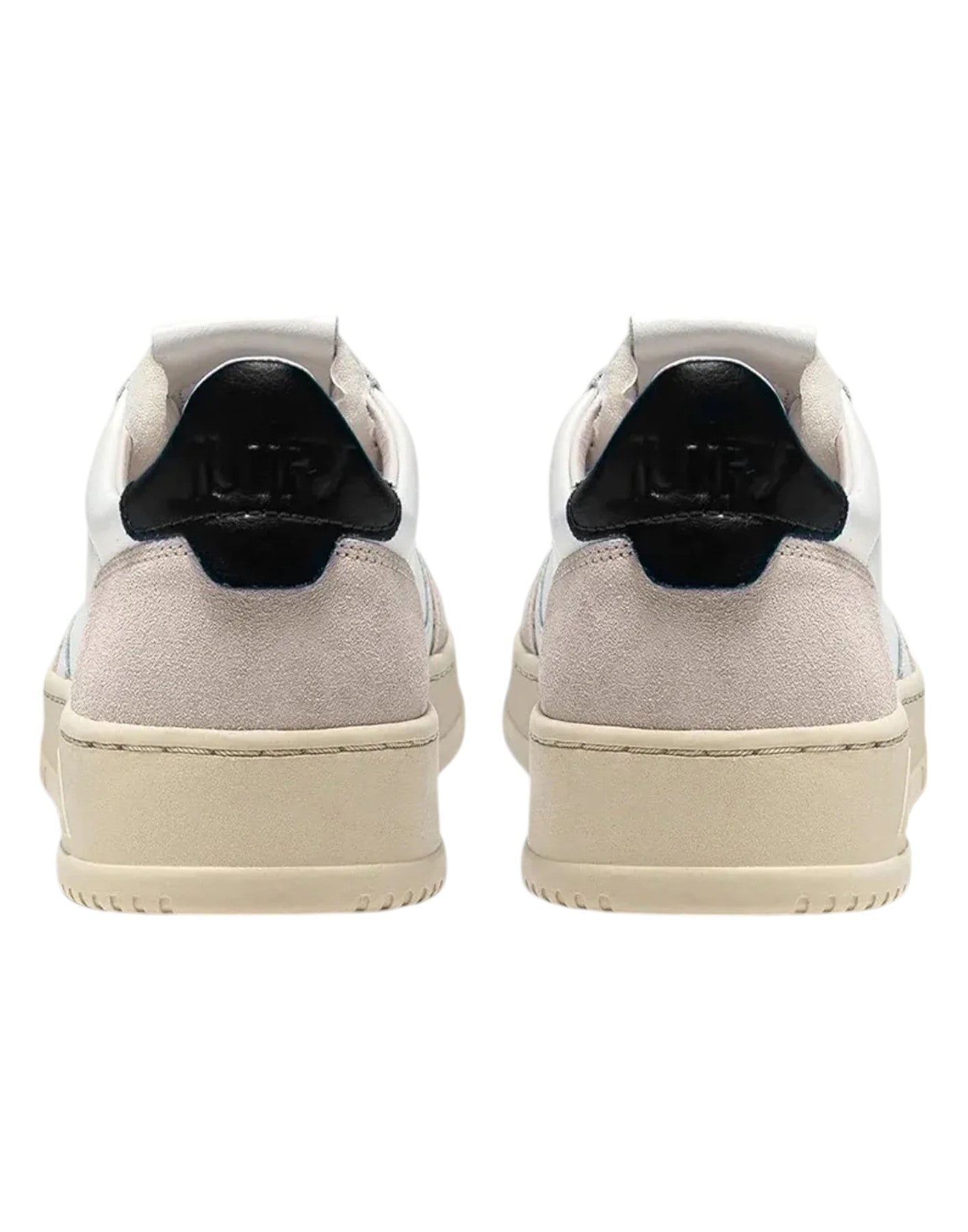 Autry Zapatillas Medalist Low para Mujer en Piel Blanca y Negra con Ante Beige AULW LS21