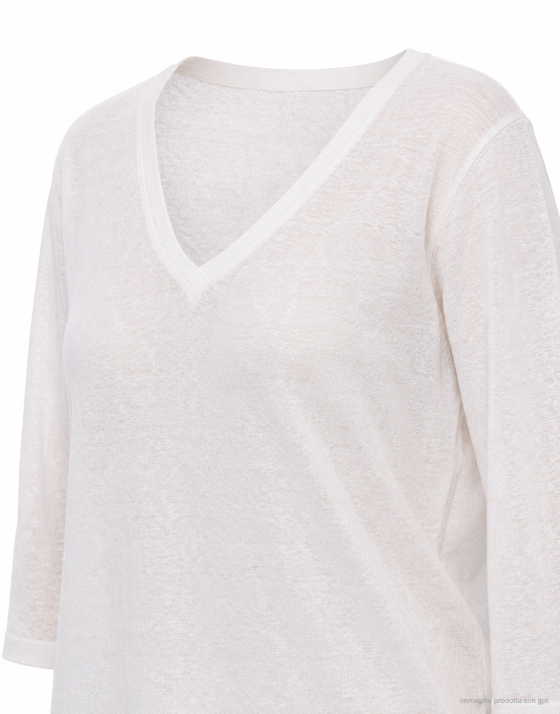 Aragona Top Lino Blanco Escote Pico D3370TO 110 BLANCO
