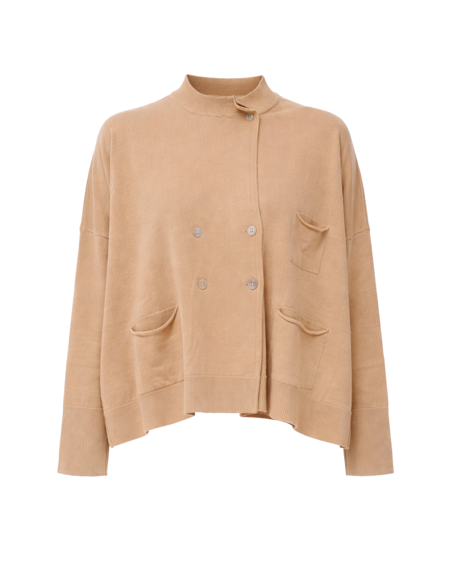 Laboratorio Double-Breasted Knit Jacket 100% Cotton Honey Women’s Loose Fit JO4602 1005