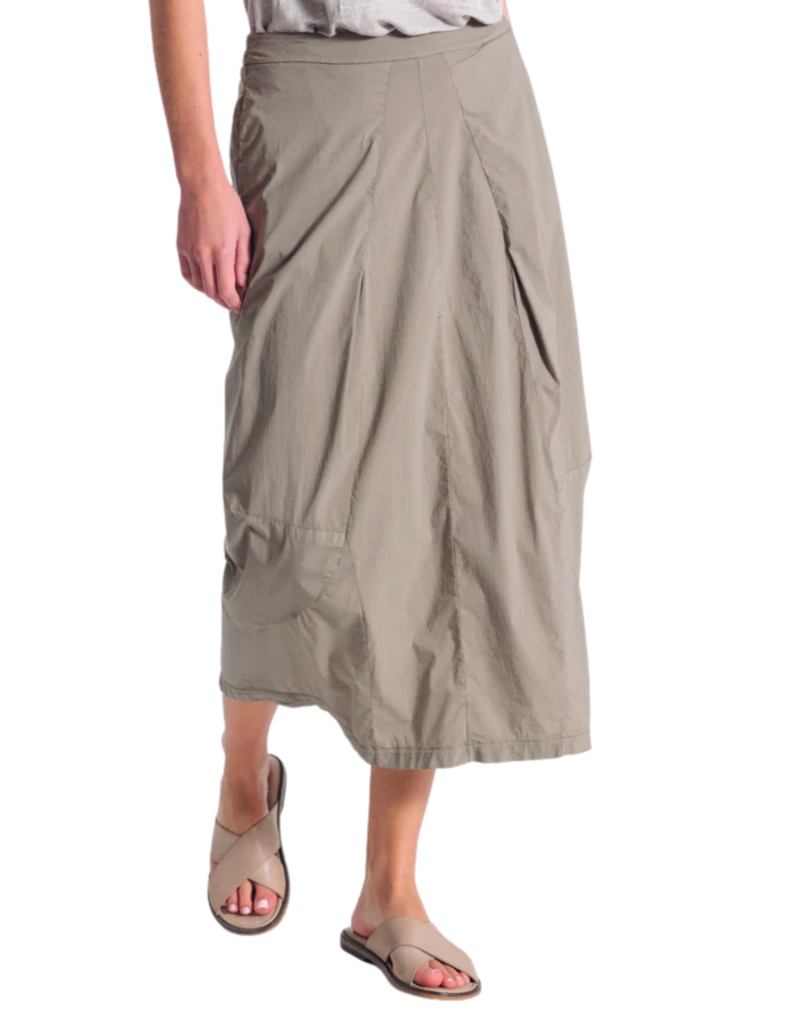 Transit Jupe Midi Femme en Coton Stretch Taupe avec Fente Avant Fabriquée en Italie CFDTRCM226 TAUPE