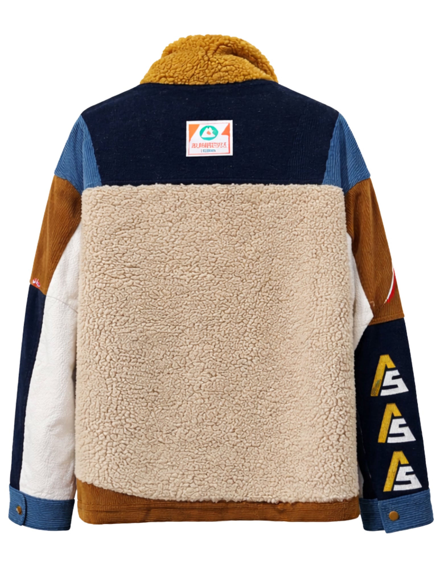 Chaqueta de hombre Alpha Style Patchwork multicolor con cuello teddy 3003 BLU AVORIO