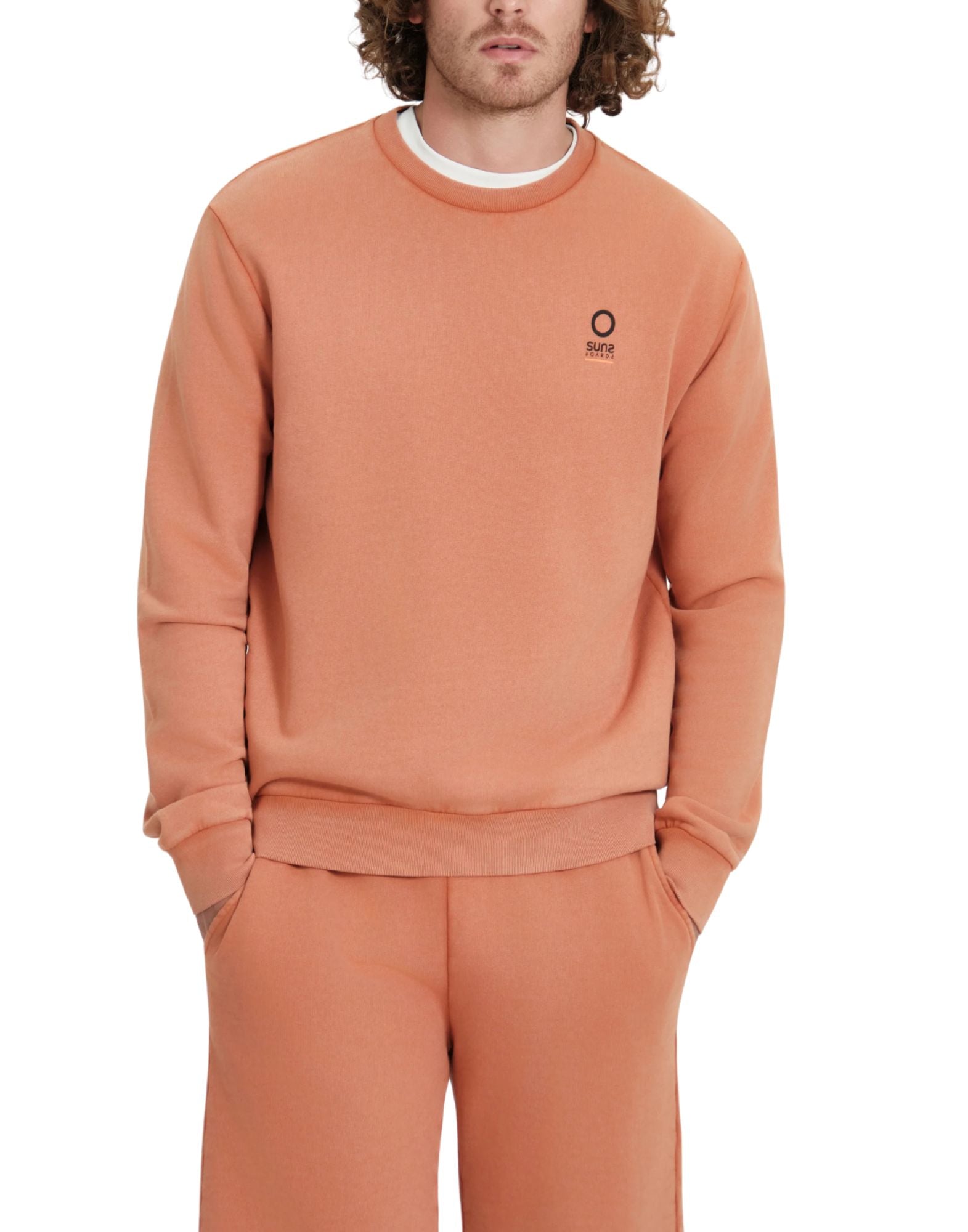 Suns Boards Gipo Dye Old Men’s Crewneck Sweatshirt in Garment-Dyed Cotton Coccio Regular Fit MFS6101U V3 COCCIO