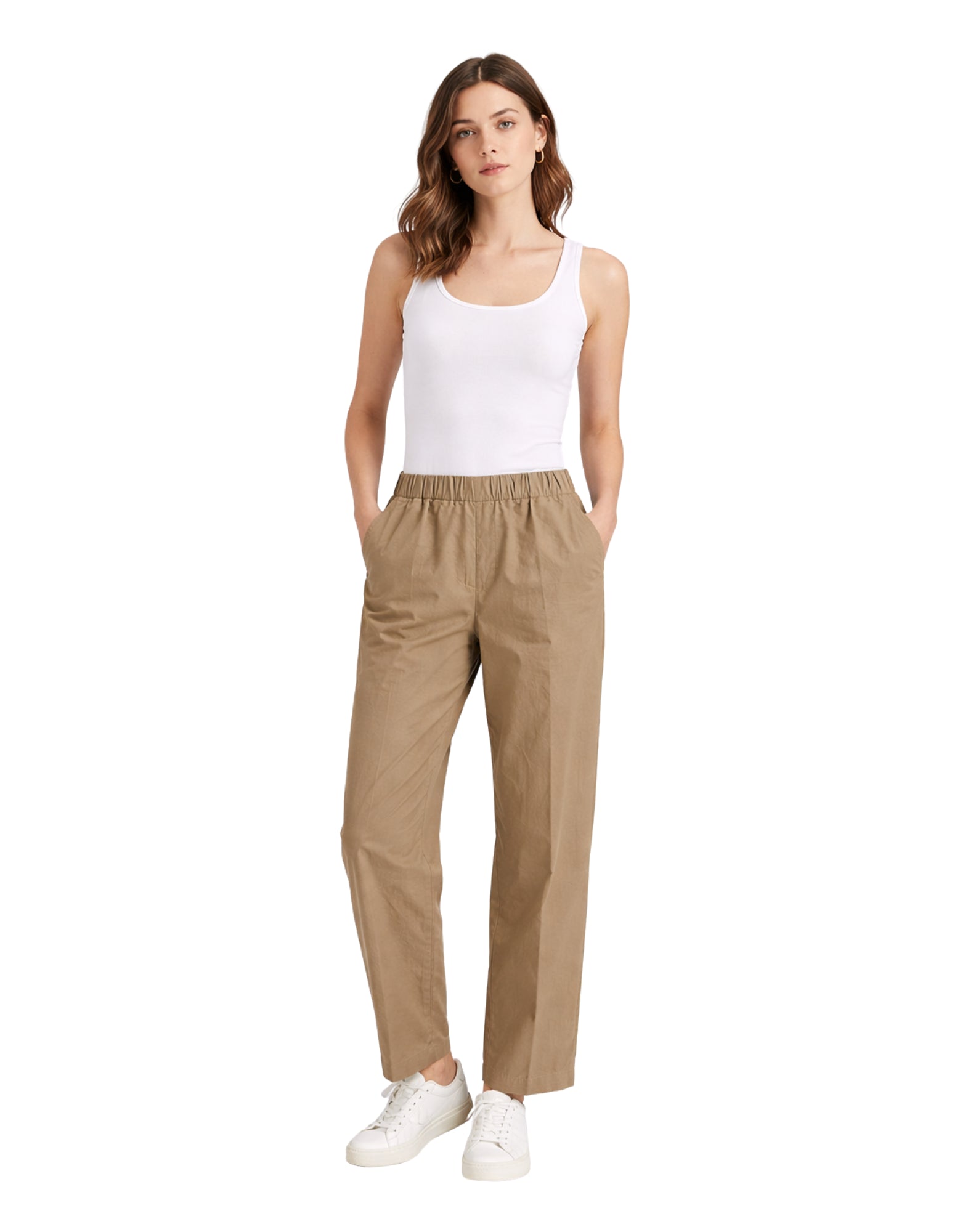 Pomandère Women’s Cotton Chino Pants Tortora Made in Italy 7152 21618 270
