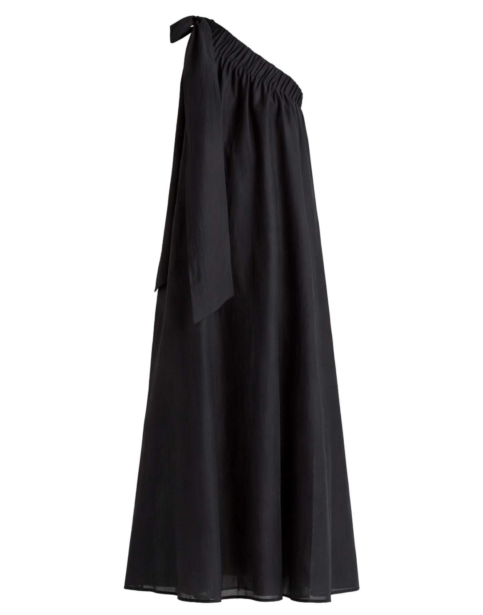 Meimeij Women’s Long One-Shoulder Dress Black with Side Pockets E6/I/M6EF01 100 BLACK