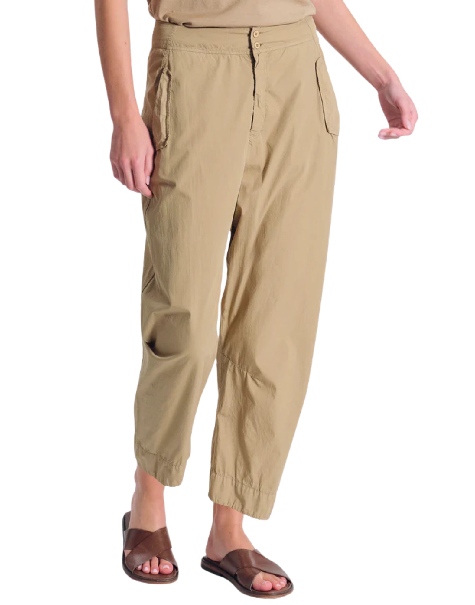 Transit Women’s Baggy Pants in Cotton Poplin Nut Made in Italy CFDTRCN231 NUT