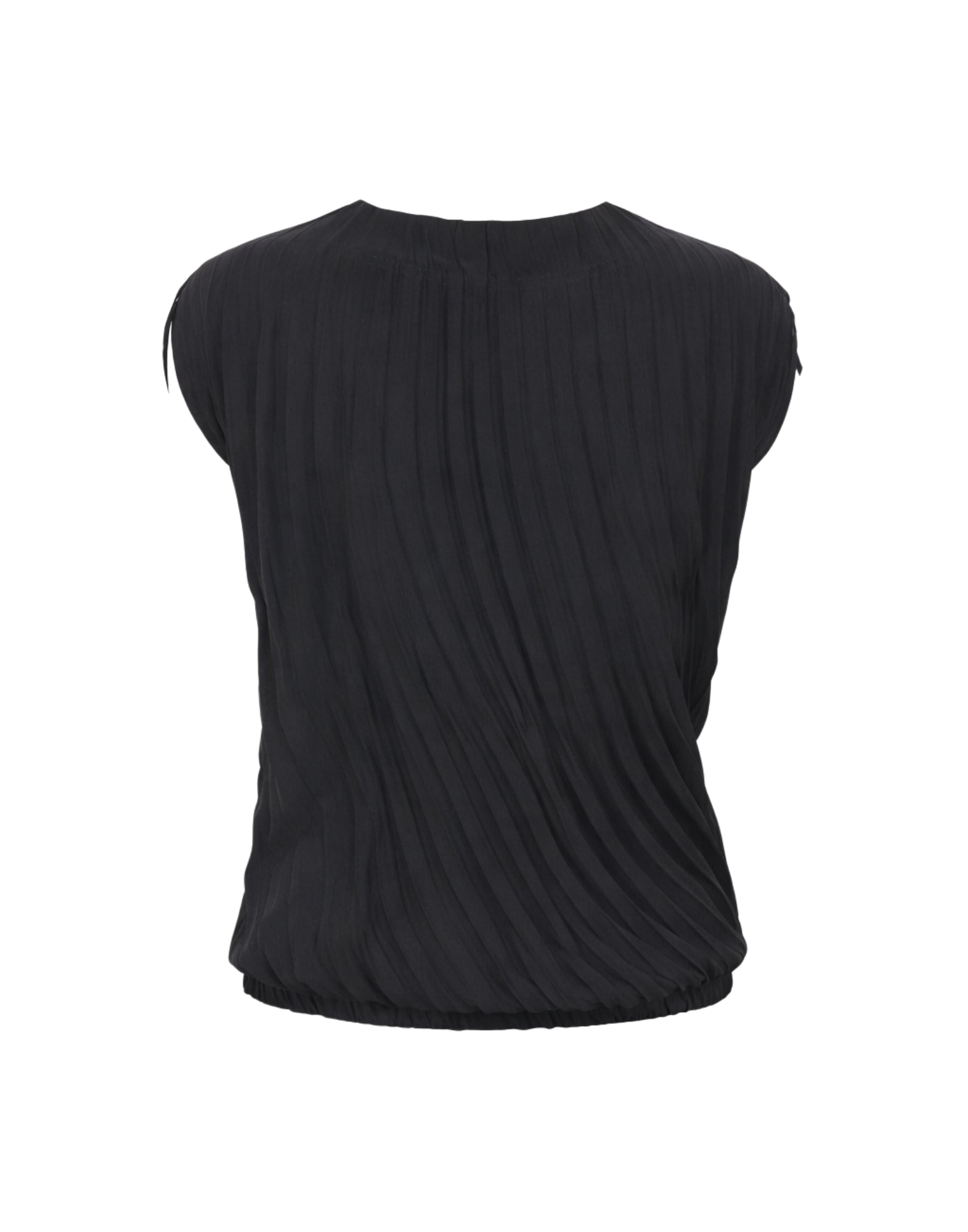 Meimeij Women’s Pleated Polyester Blouse, Black, Short Sleeve, Regular Fit E6/I/ M6EY02 100 BLACK