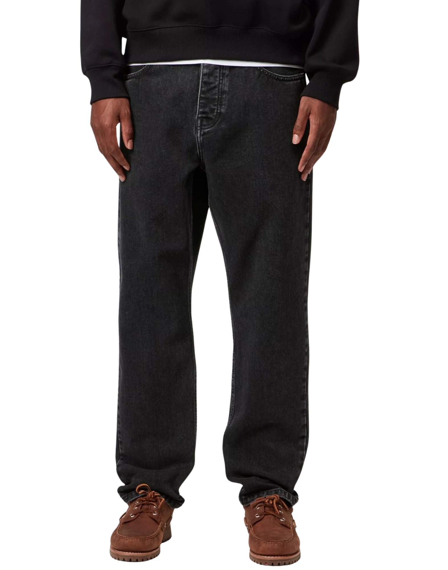 Carhartt WIP Newel Pant – Black Stone Washed Denim, Relaxed Fit I029208 89.06