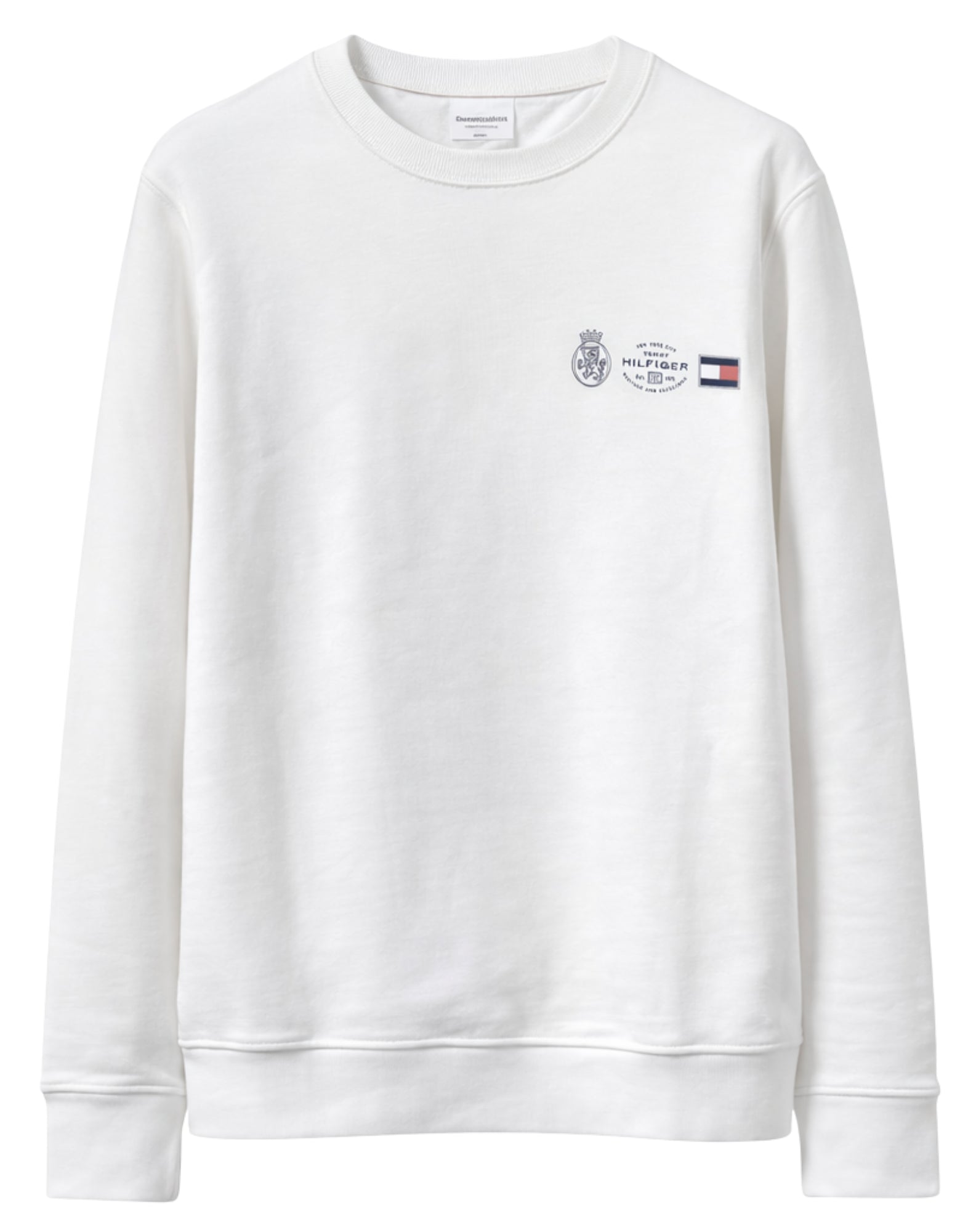 Tommy Hilfiger Small Crest Outline Crew Neck White Men’s Sweatshirt 40863 YBR WHITE SWEATER OUTLINE CREW NECK