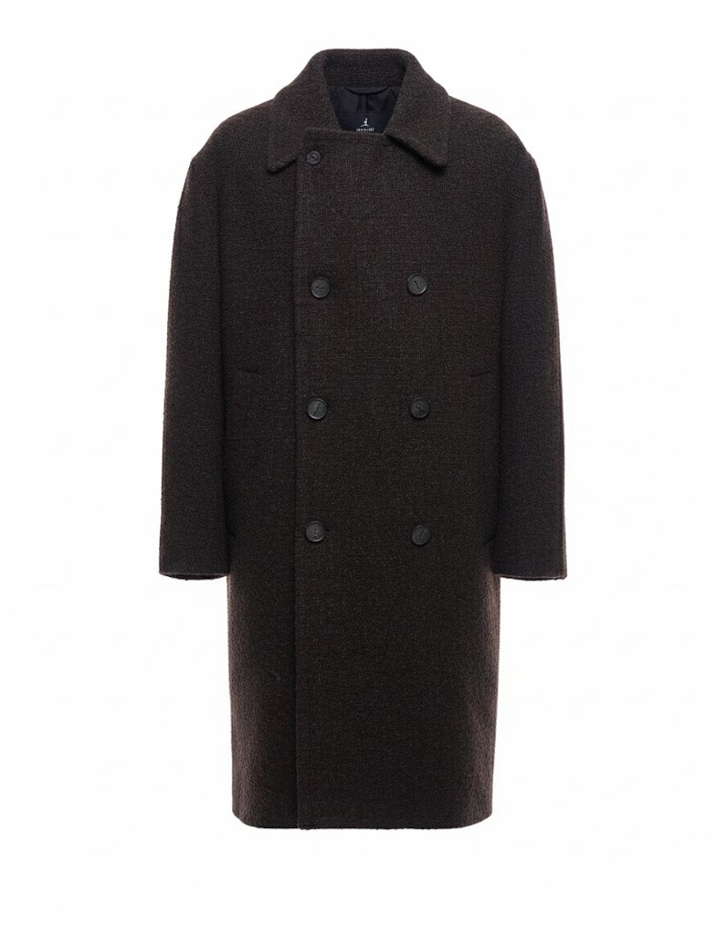 I726 3277 GREY/BROWN DOUBLE-BREASTED COAT - Cappotti - Hevo