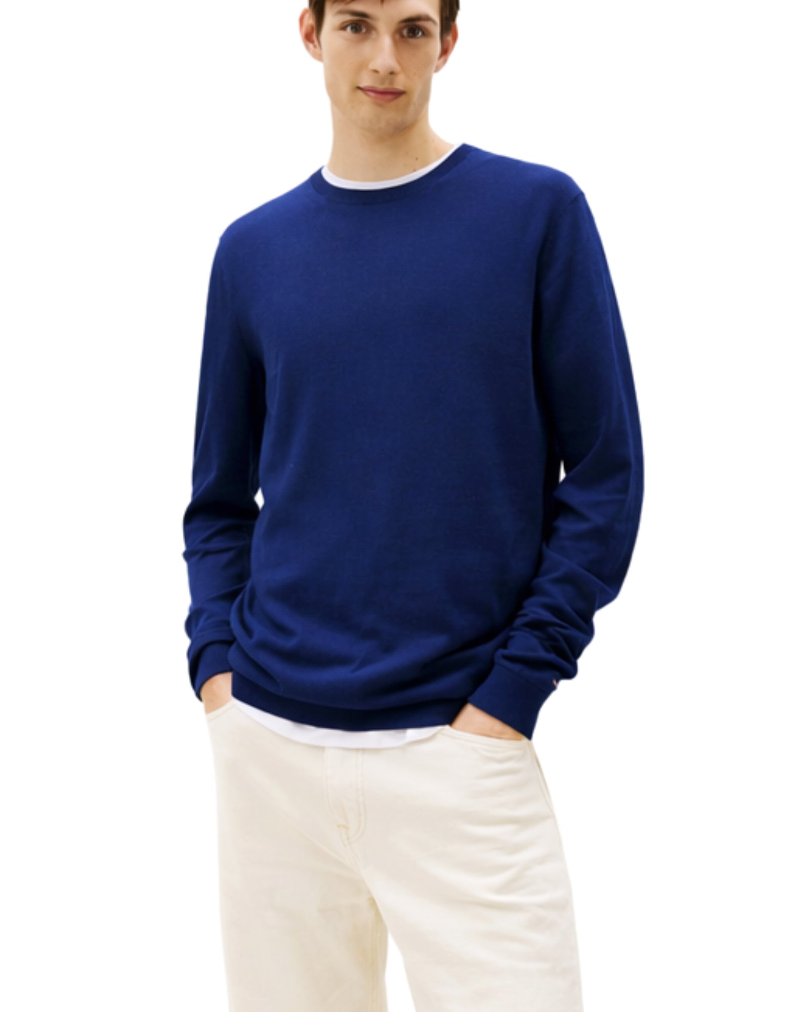 Tommy Hilfiger Smart Casual Knit cotton/lyocell Pullover Blue Men’s Navy Iris MW0MW41820 DCA