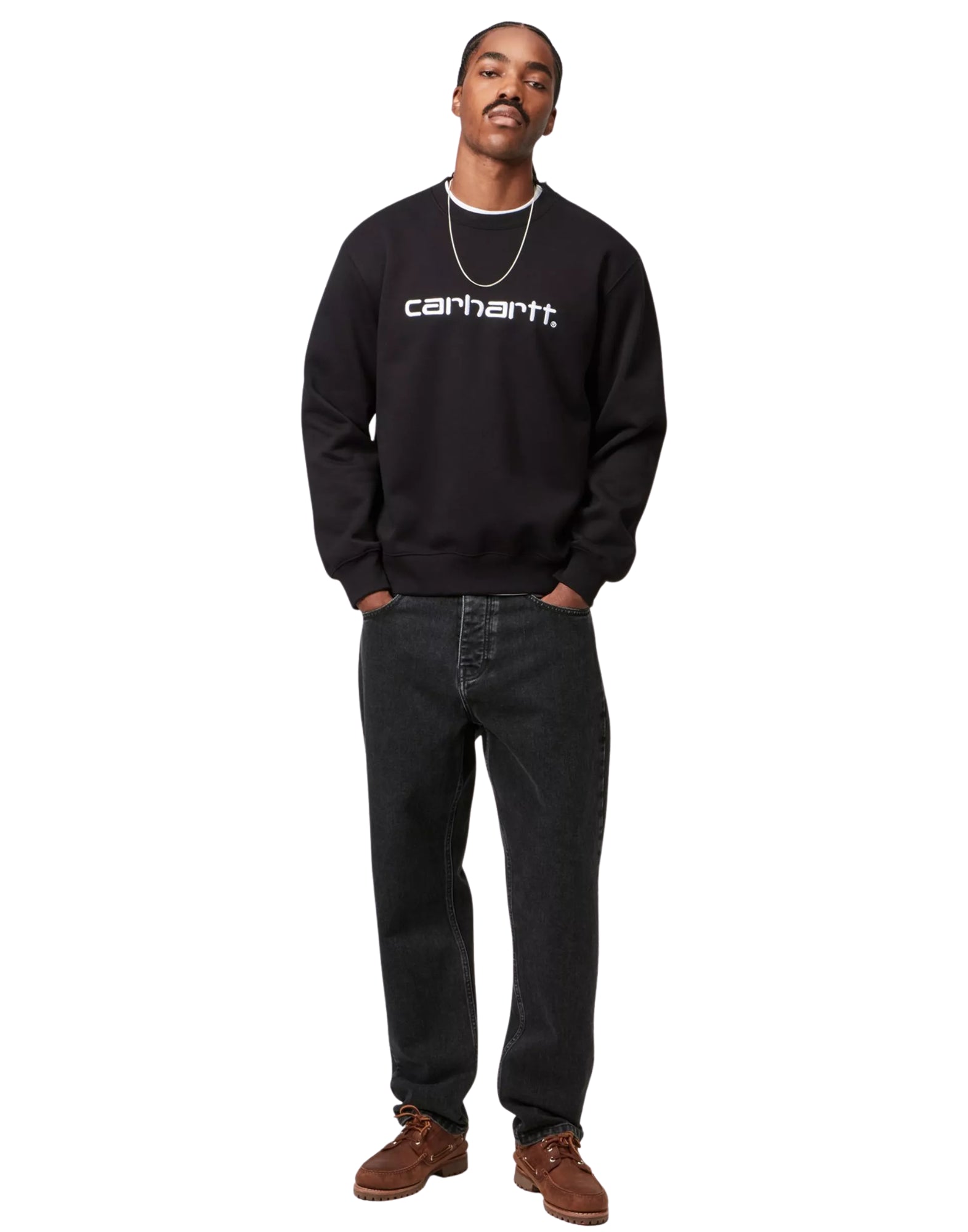 Carhartt WIP Newel Pant – Black Stone Washed Denim, Relaxed Fit I029208 89.06