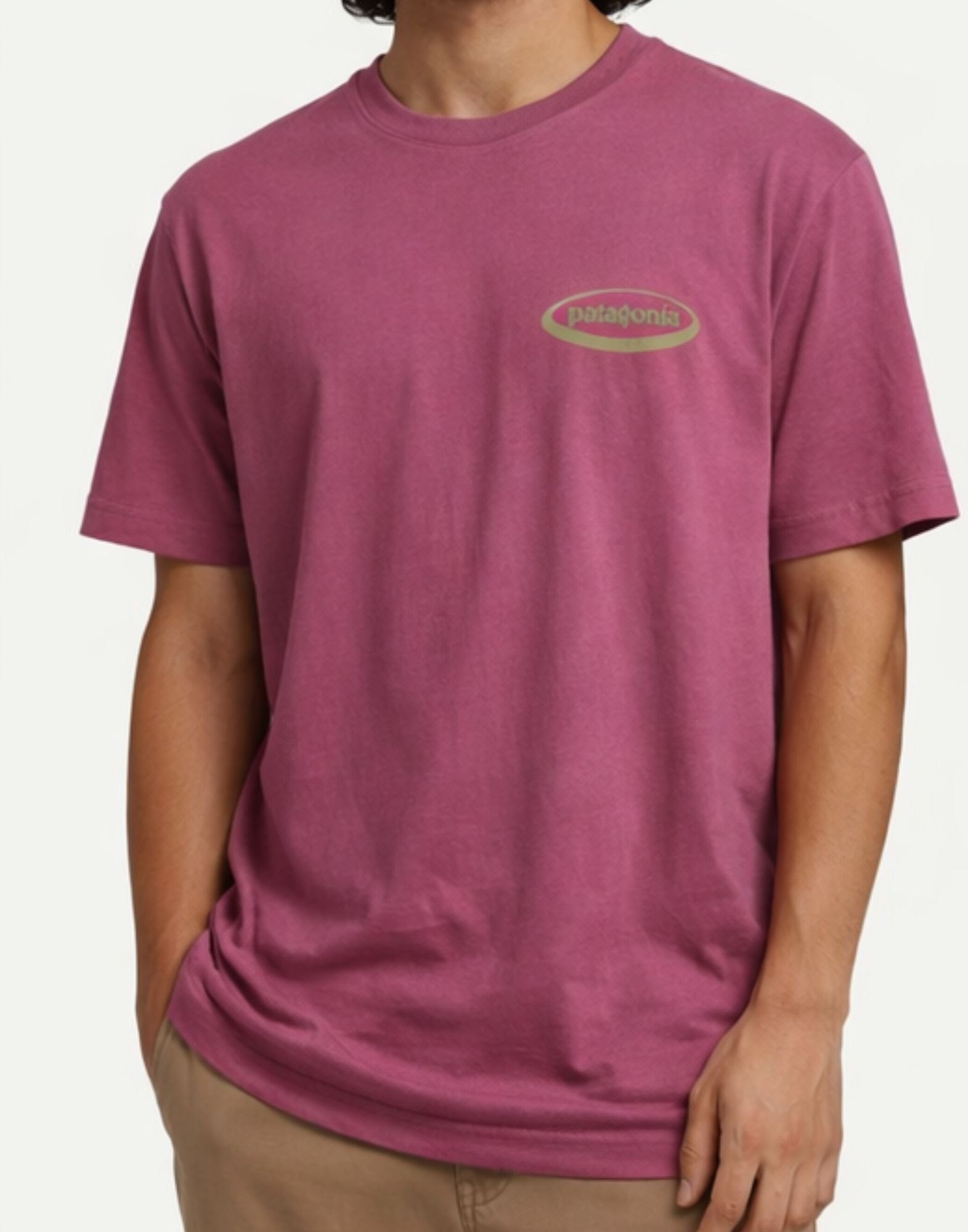Patagonia Men’s T-Shirt ’95 Oval Logo Organic Cotton Regular Fit 37847 FDMG MAGENTA