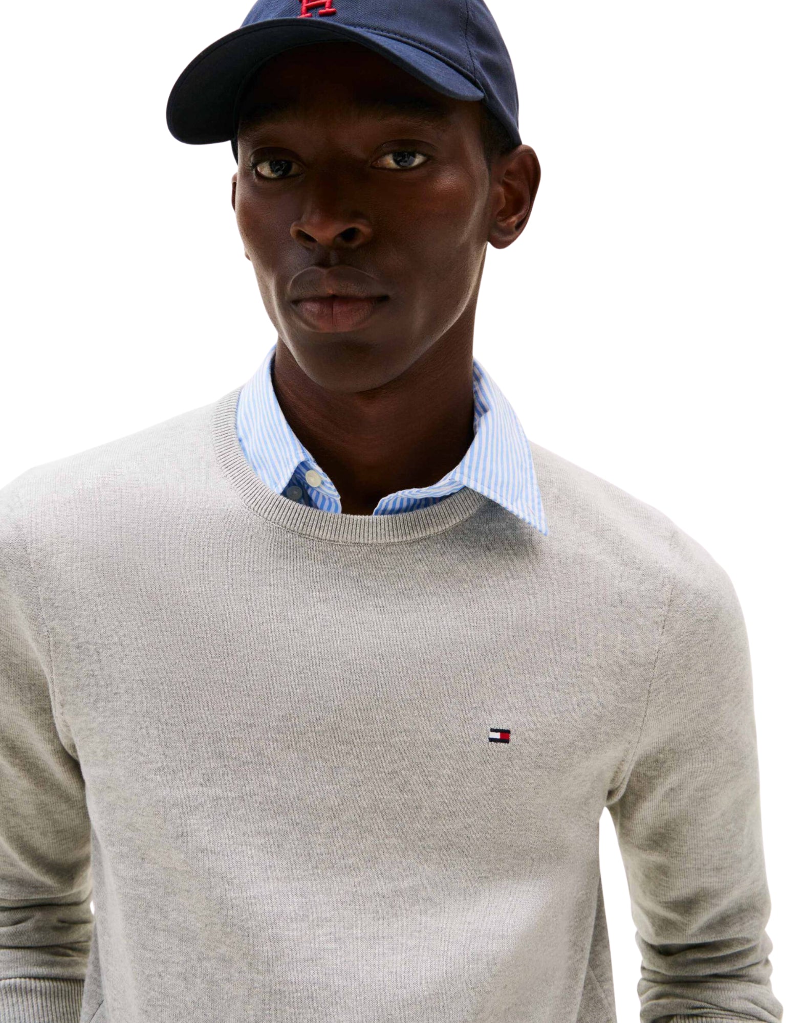 Tommy Hilfiger Essential Cotton Crew Neck Light Grey Heather Men’s Sweater MW0MW39999 P01