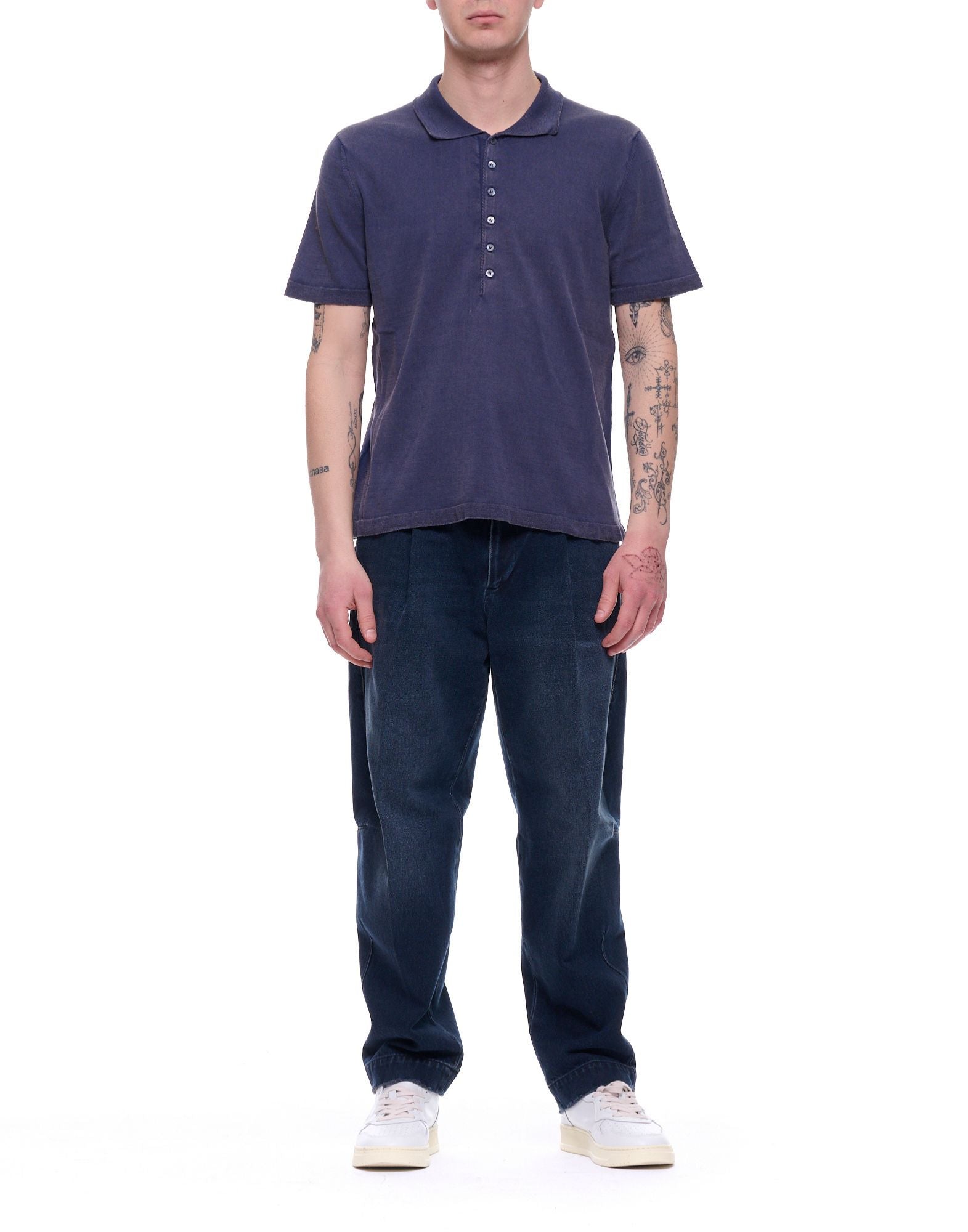 Fabrizio Del Carlo Men’s Polo Shirt, Blue Cotton Short Sleeve Regular Fit, Made in Italy FF3077 CC16-166 BLUE