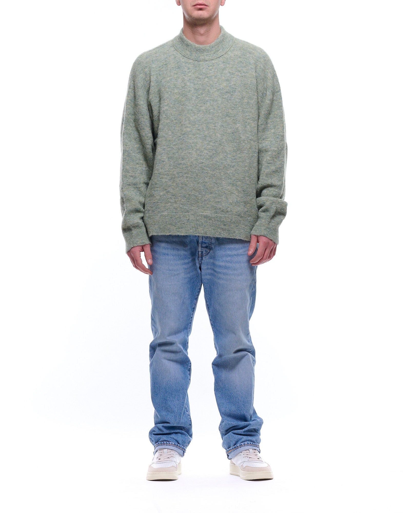 AI25AFU04 A00004 GIROCOLLO GARZATO VERDE SALVIA - Maglieria - Atomofactory